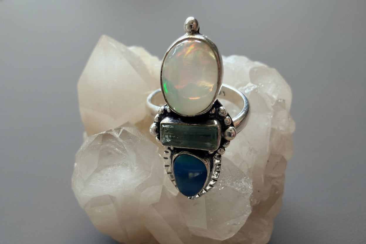 Australian opal with Blue Kyanite