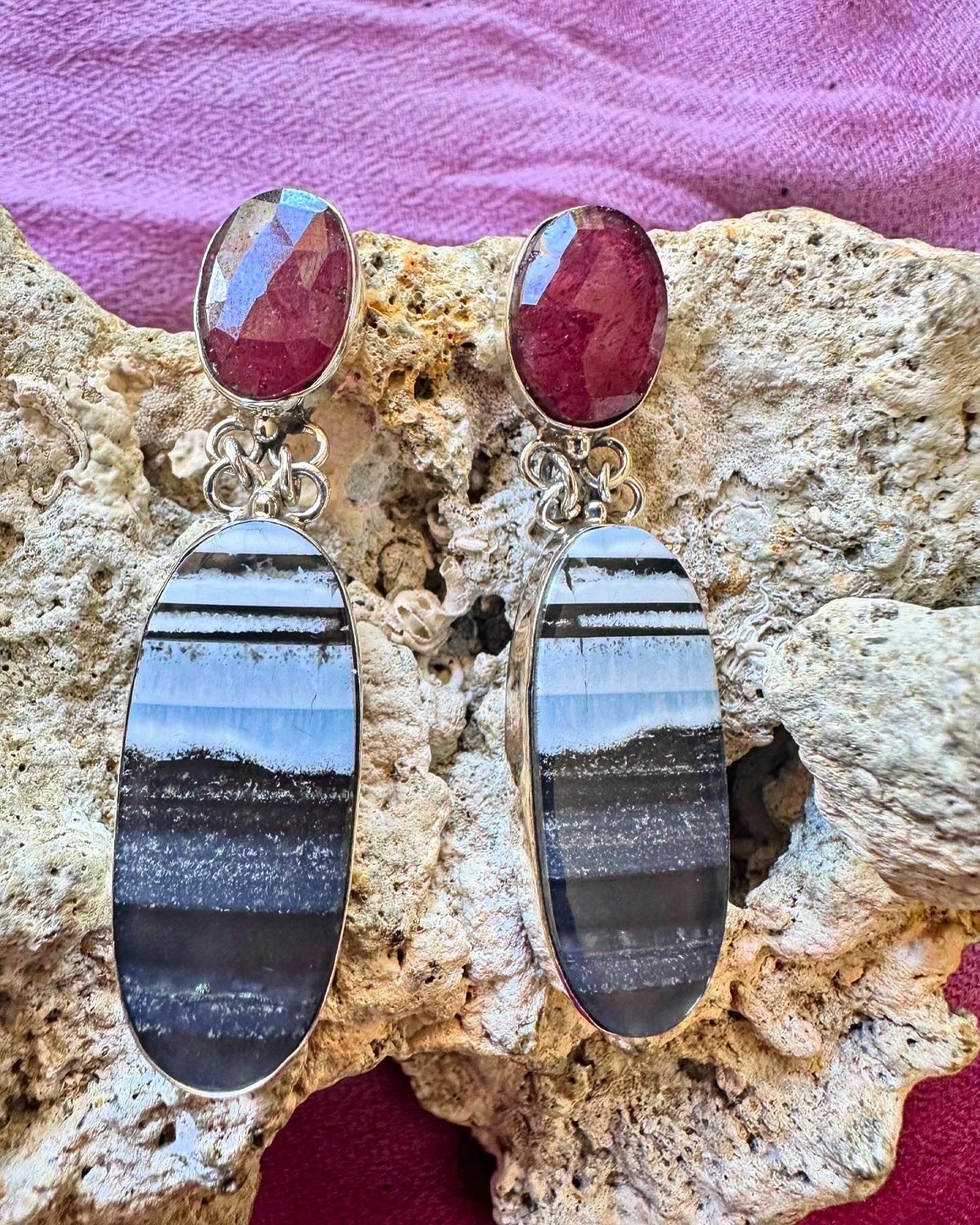 Blue banded Opal with ruby