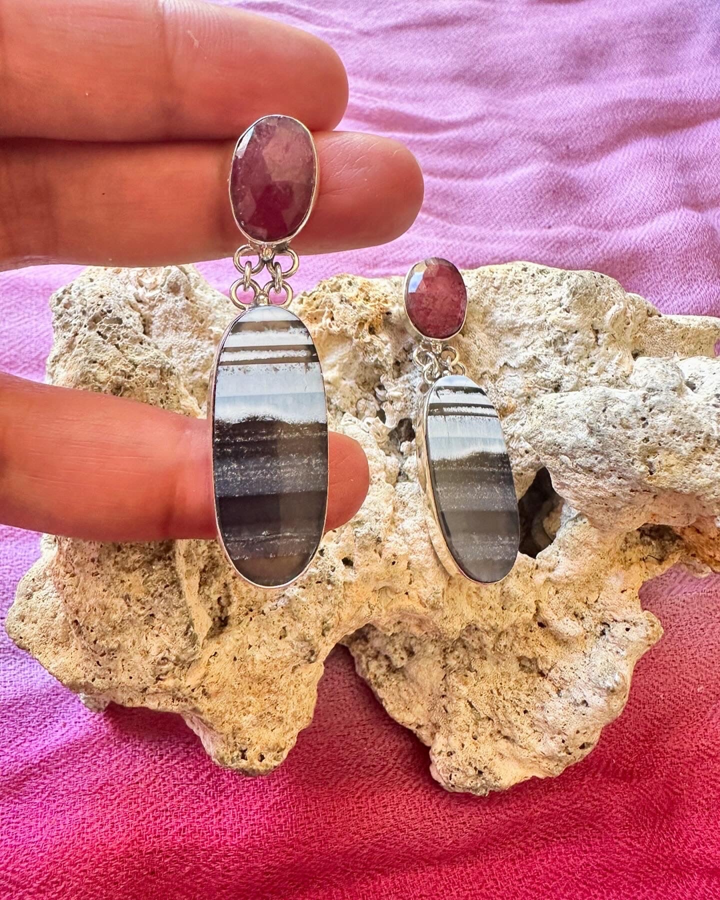 Blue banded Opal with ruby