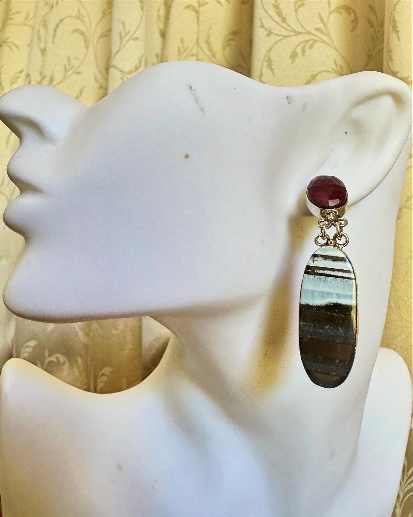 Blue banded Opal with ruby