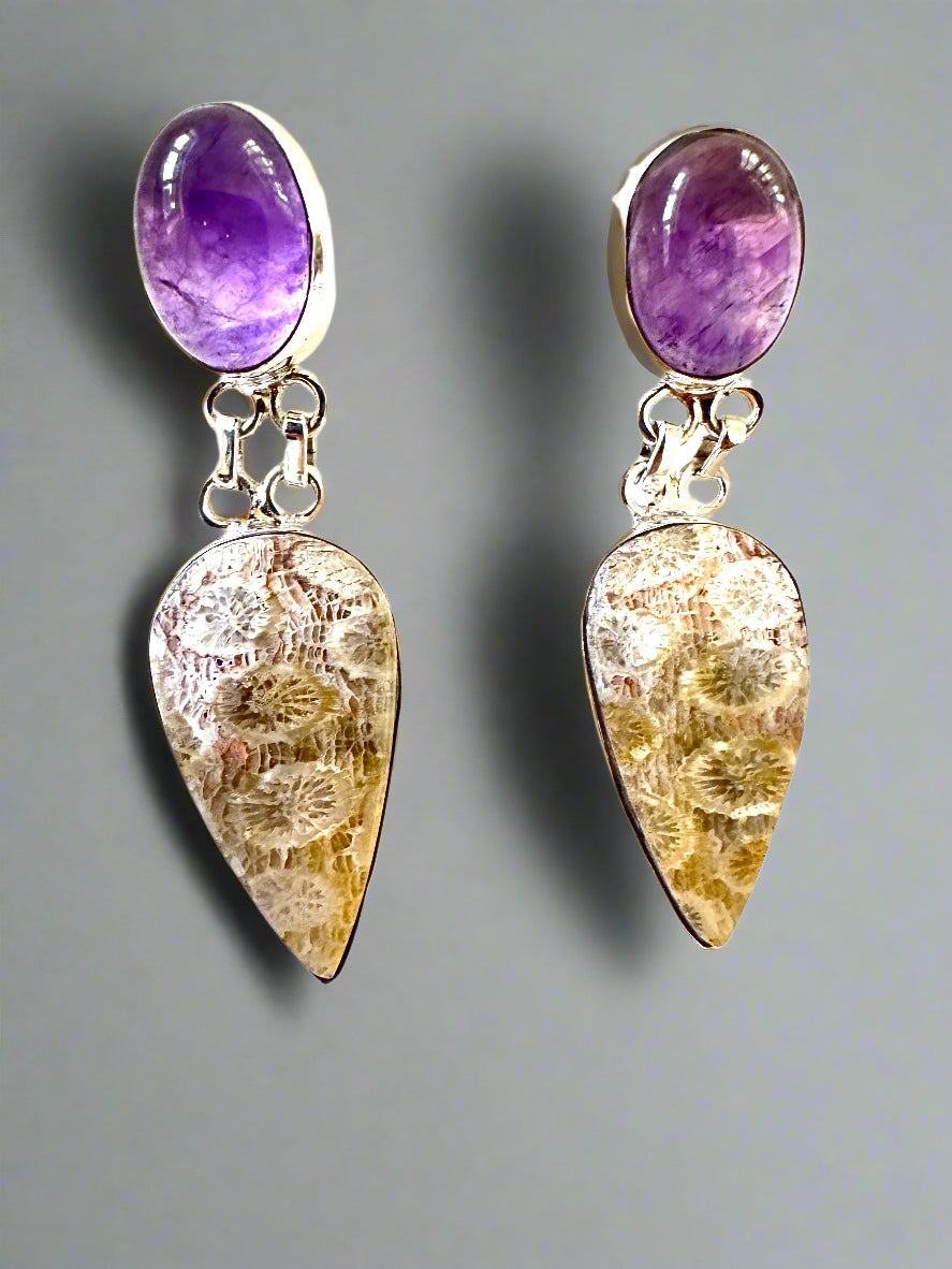 Fossil Coral with Amethyst