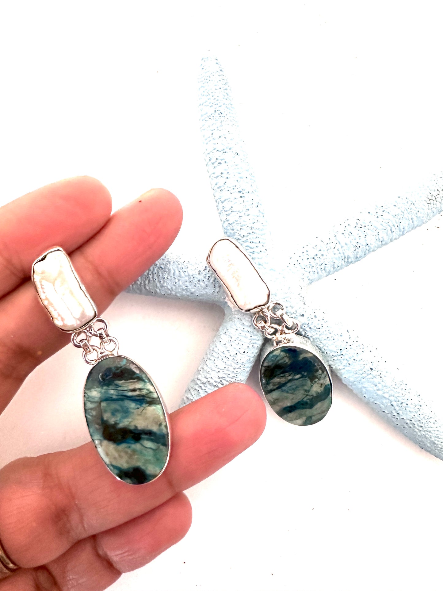 Biwa Pearl with Azurite