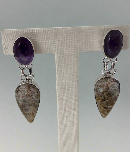 Fossil Coral with Amethyst