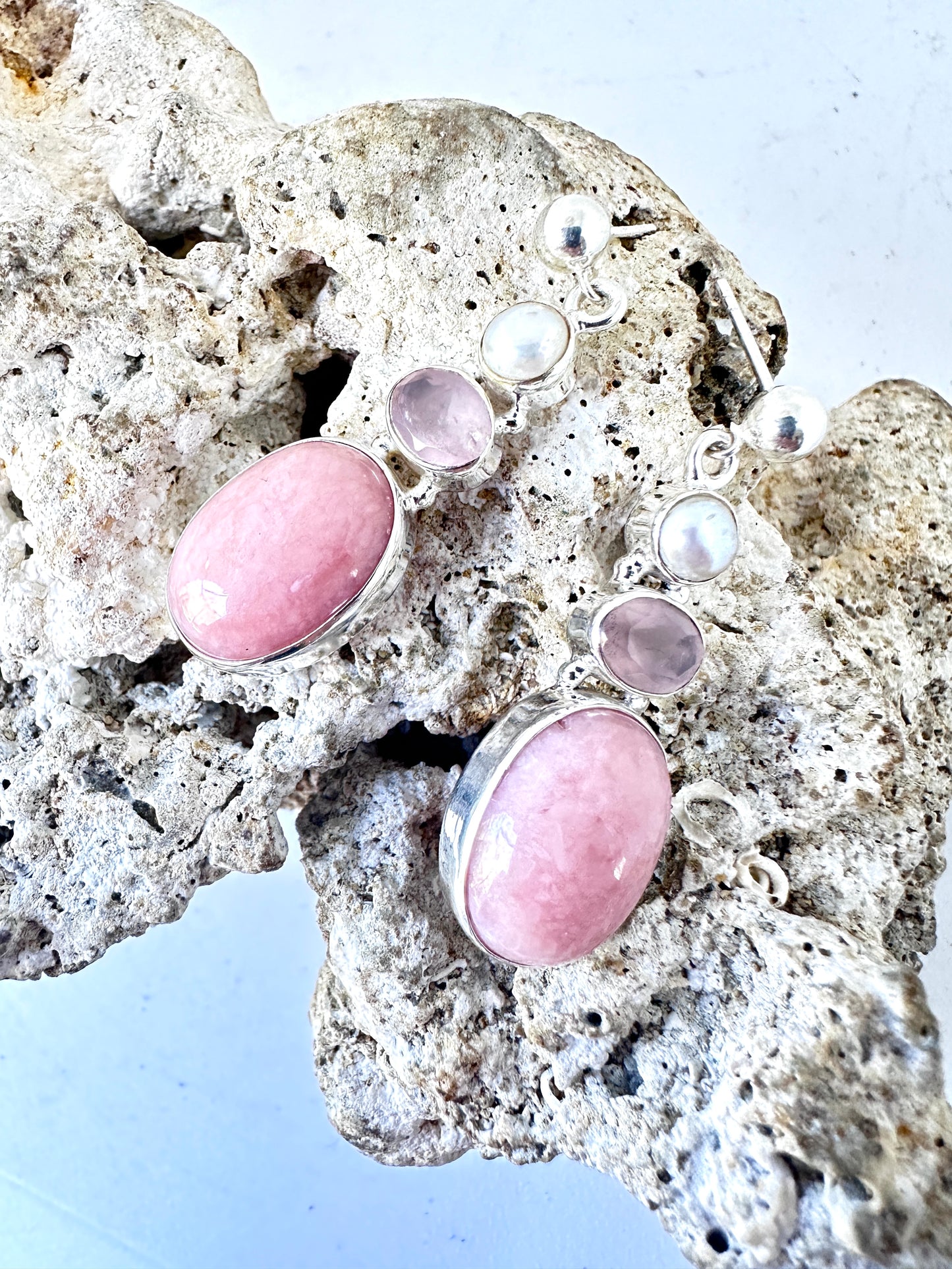 Pink Opal with Pearl and Rose Quartz