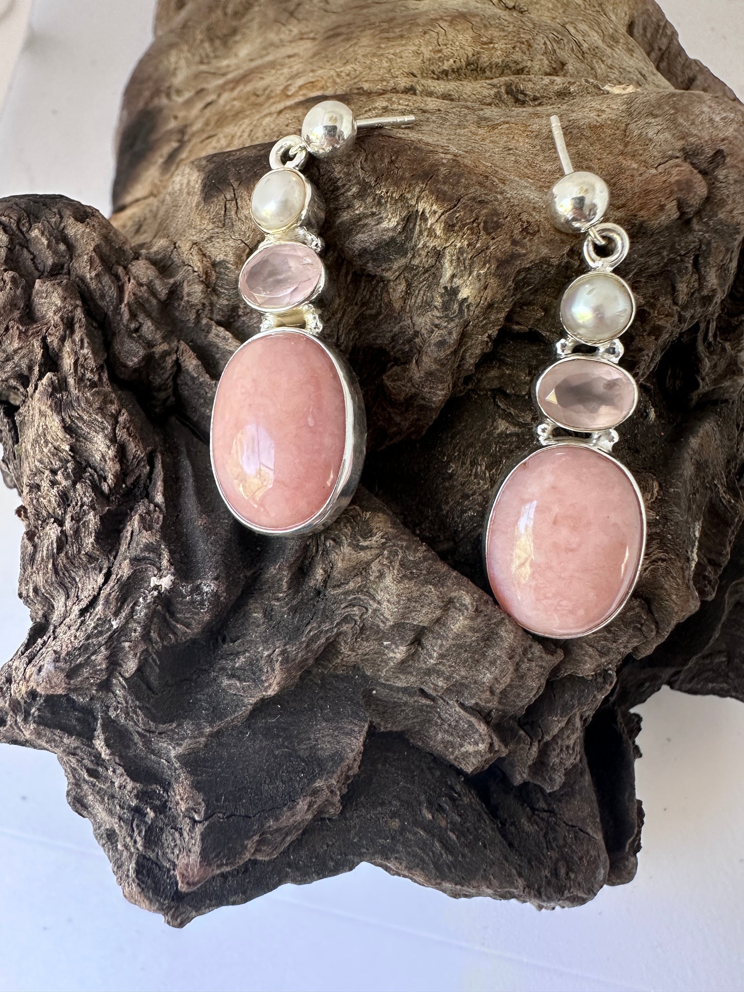Pink Opal with Pearl and Rose Quartz
