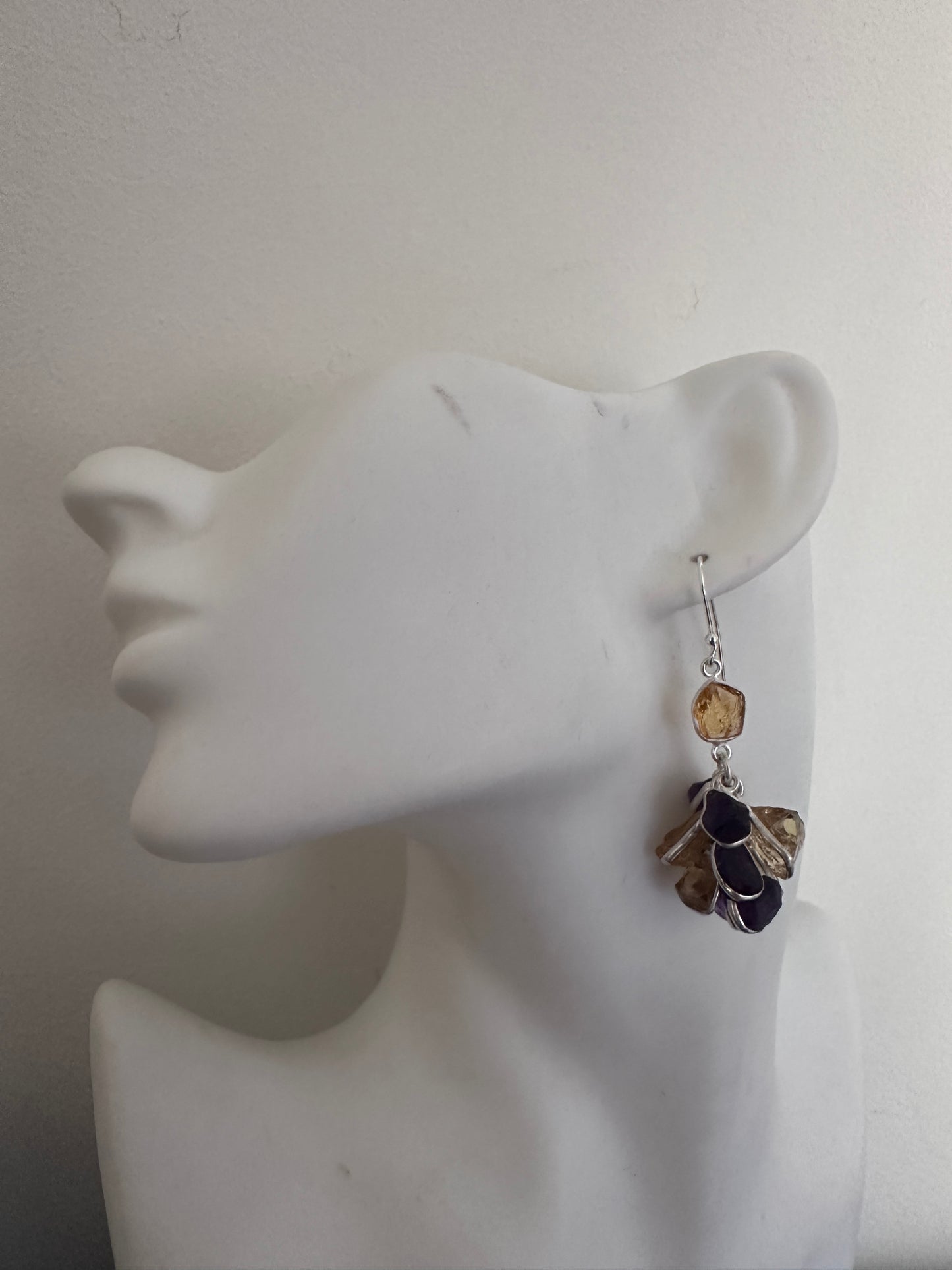 Raw Citrine with Raw Amethyst grapes