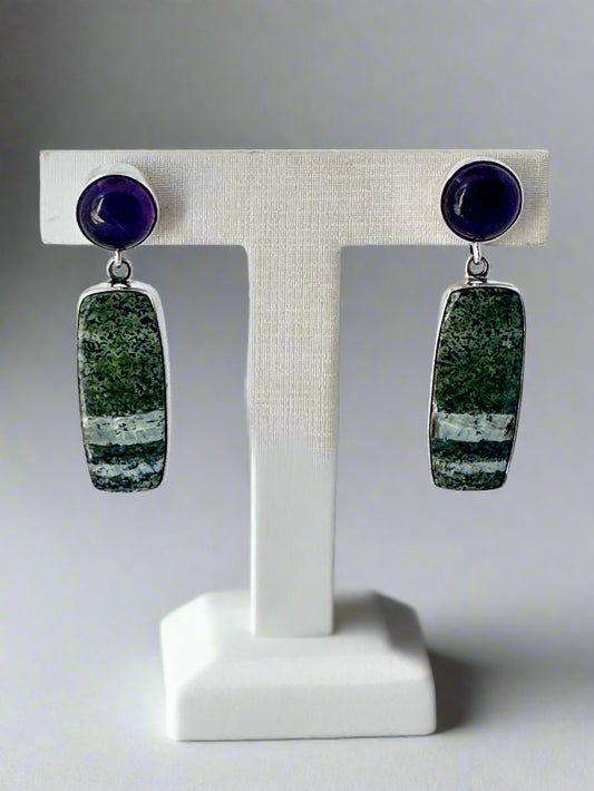 Green Swiss opal with Amethyst