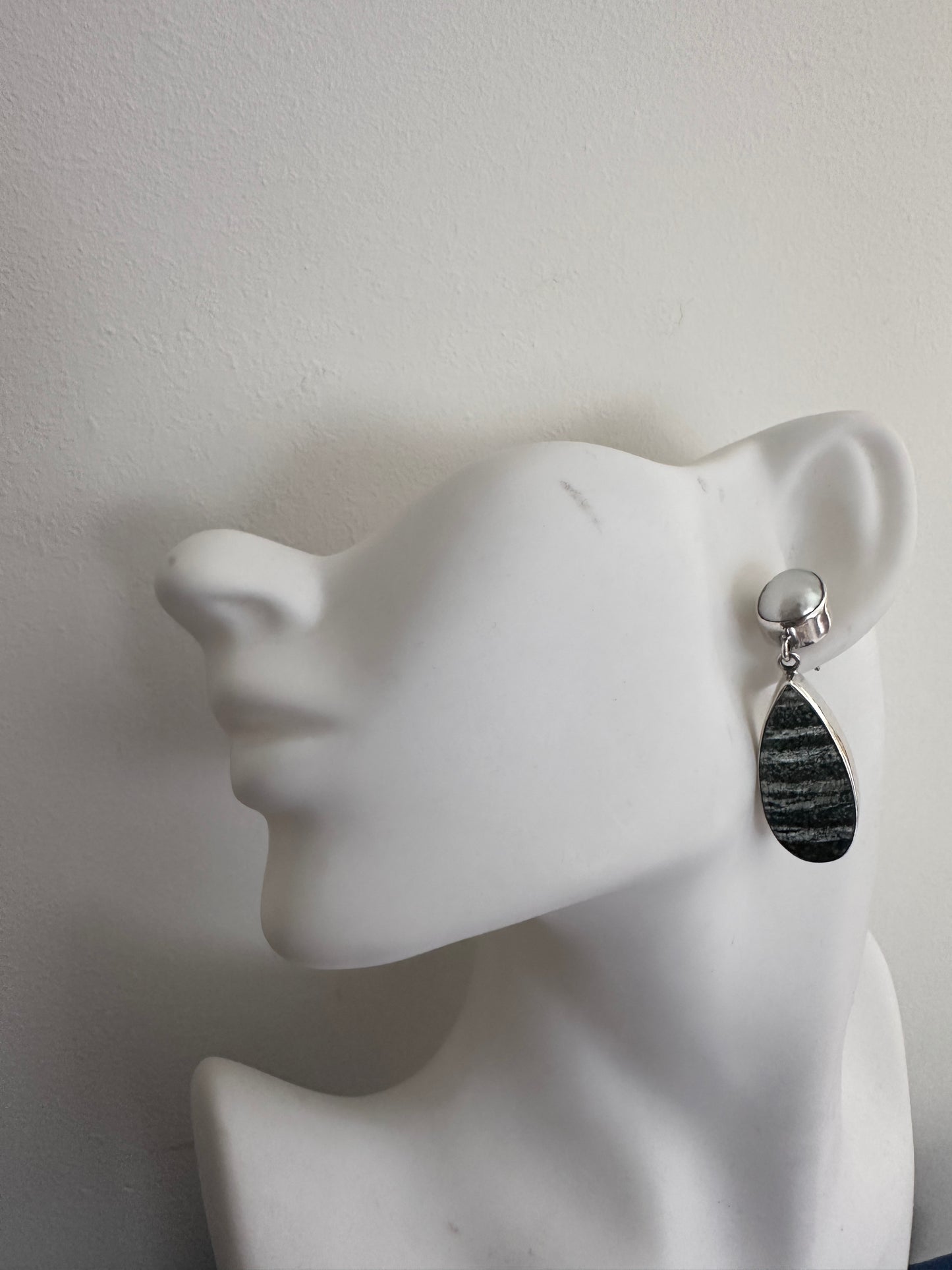 Green Swiss Opal with Baroque Pearl