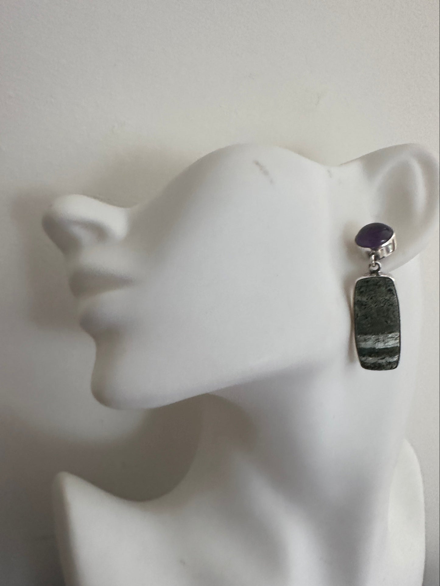 Green Swiss opal with Amethyst