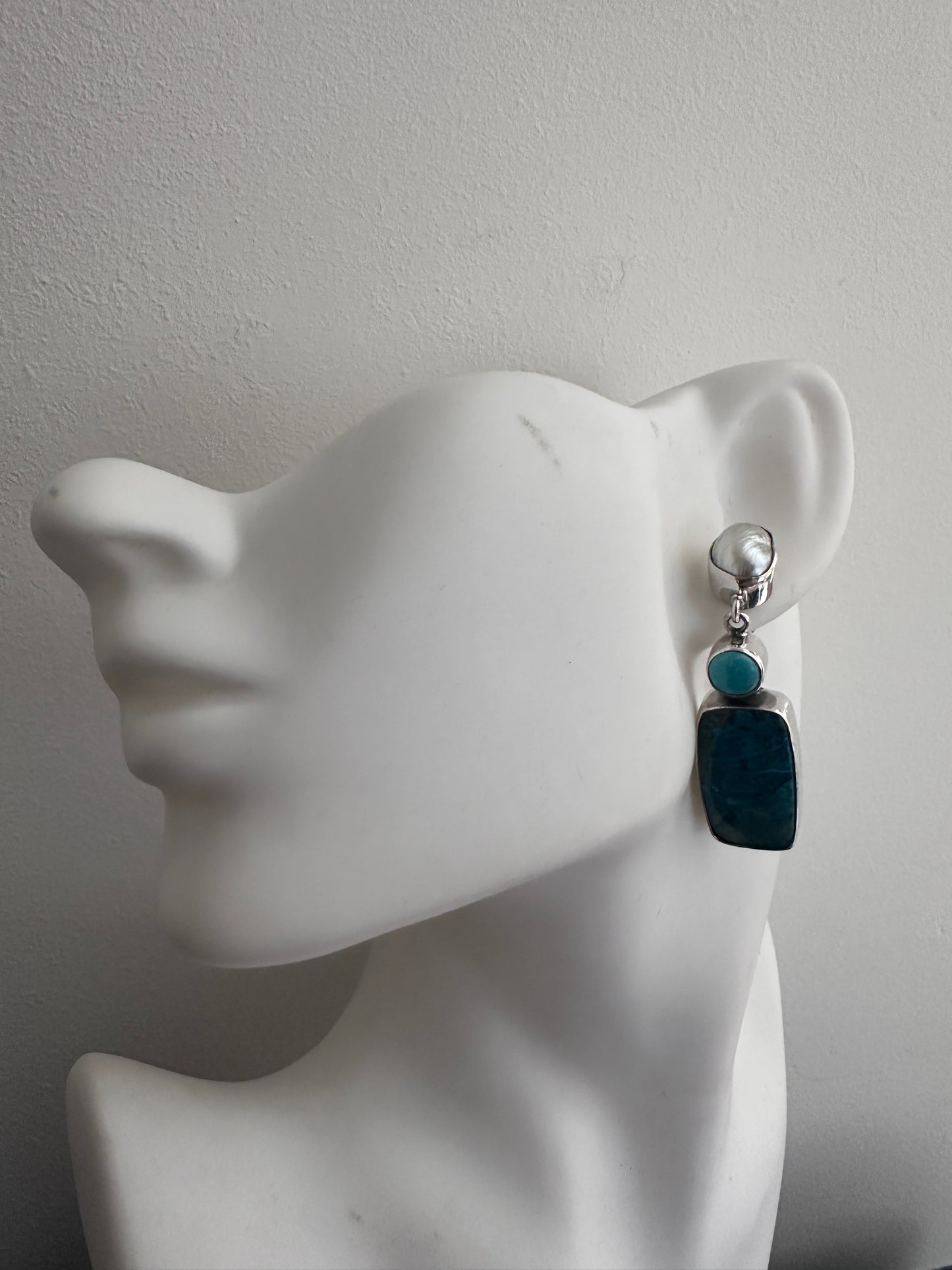 Azurite with Turquoise and Baroque Pearl