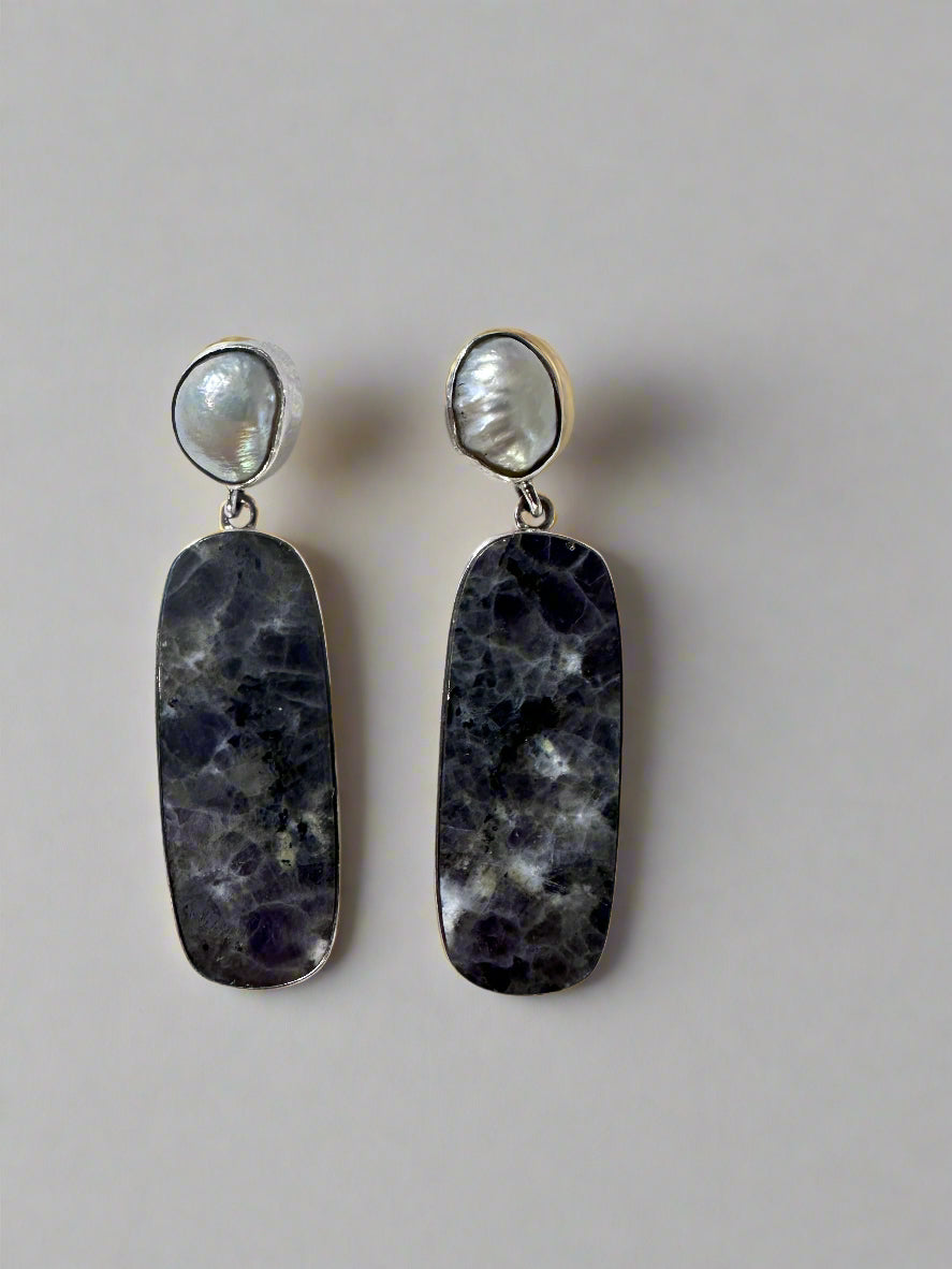 Lepidolite with Baroque Pearl