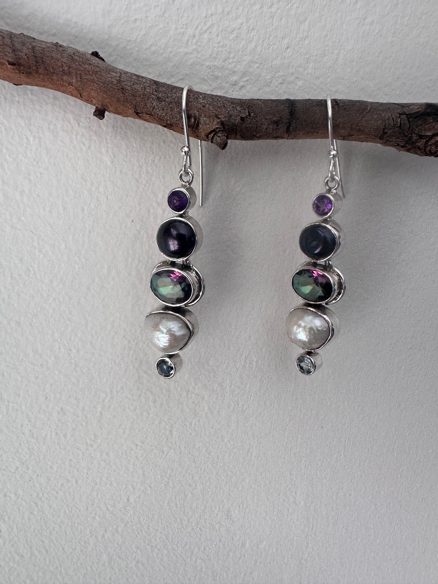 Baroque Pearl ,Mystic Topaz,Bule Topaz and Amethyst