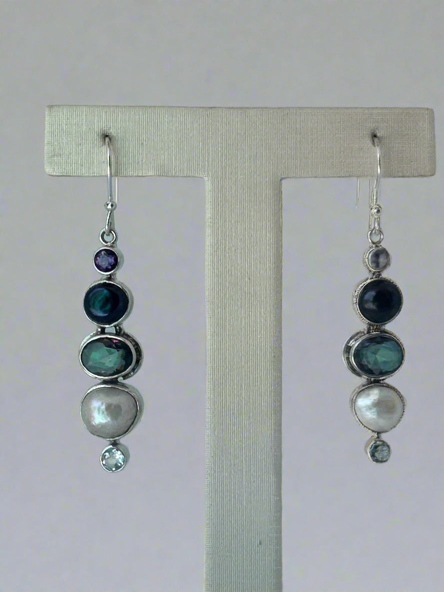 Baroque Pearl ,Mystic Topaz,Bule Topaz and Amethyst