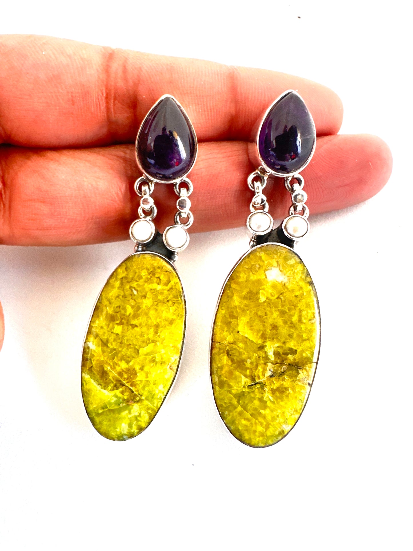 Madagascar Green Opal with Pearl and Amethyst