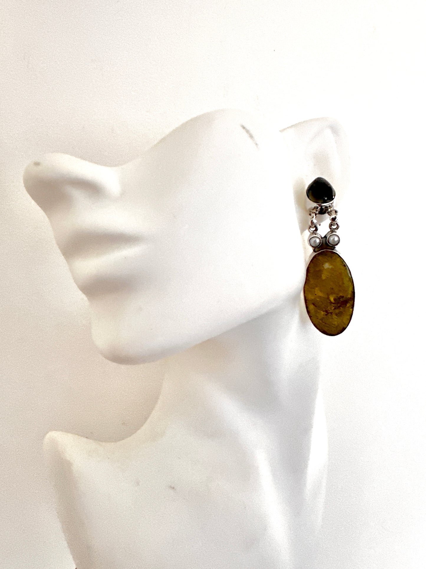 Madagascar Green Opal with Pearl and Amethyst