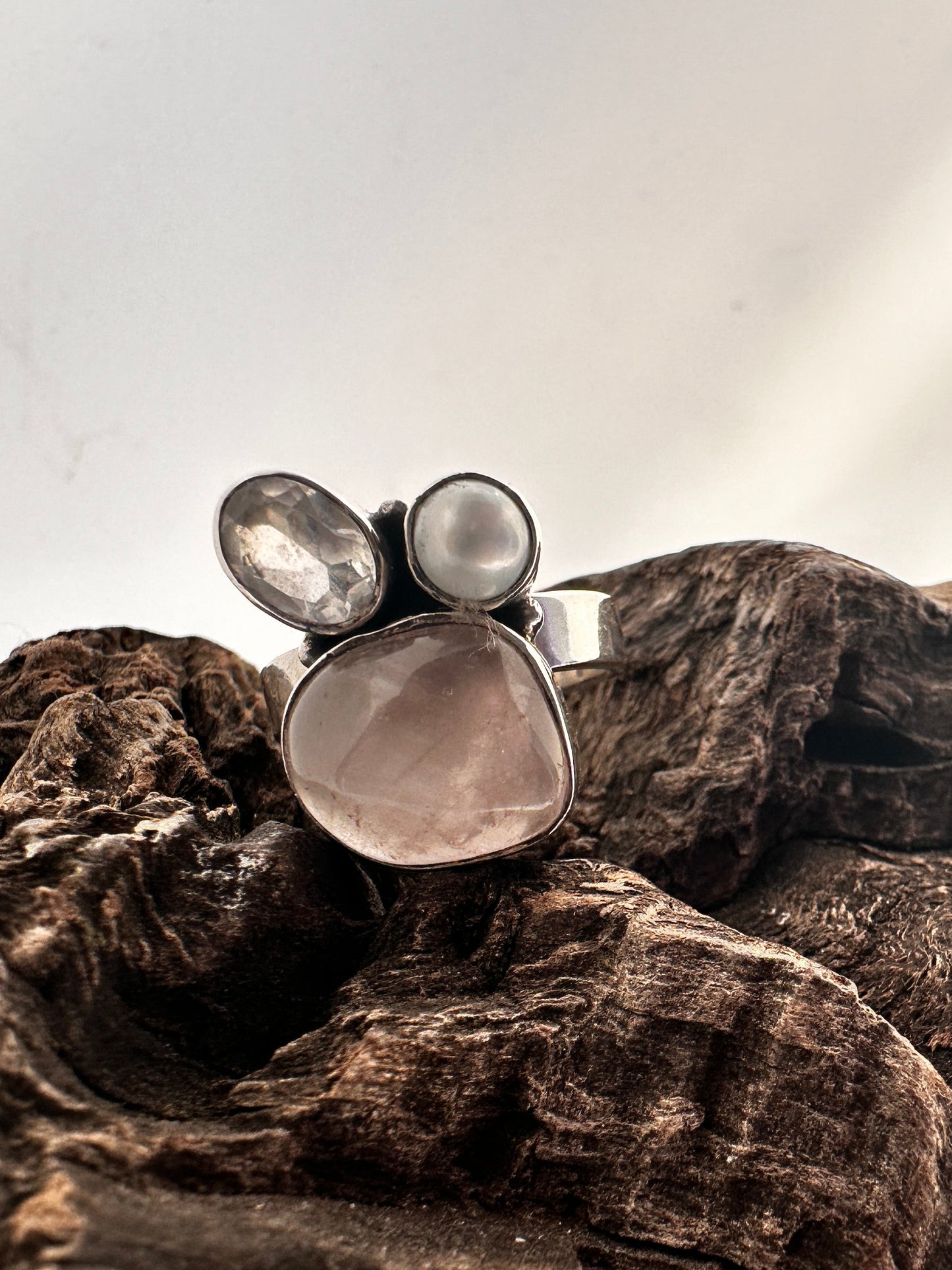 Rose Quartz with Pearl and Clear Quartz