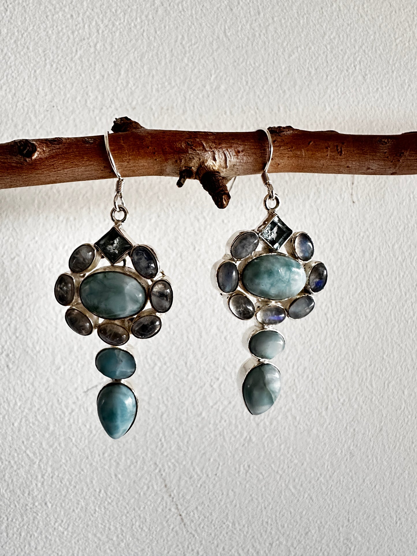 Larimar with Blue Topaz and Rainbow Moonstone
