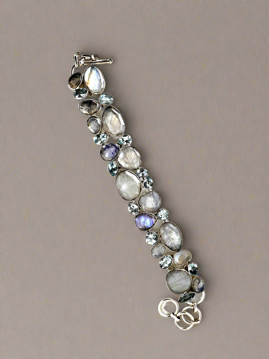 Rainbow Moonstone with Blue Topaz