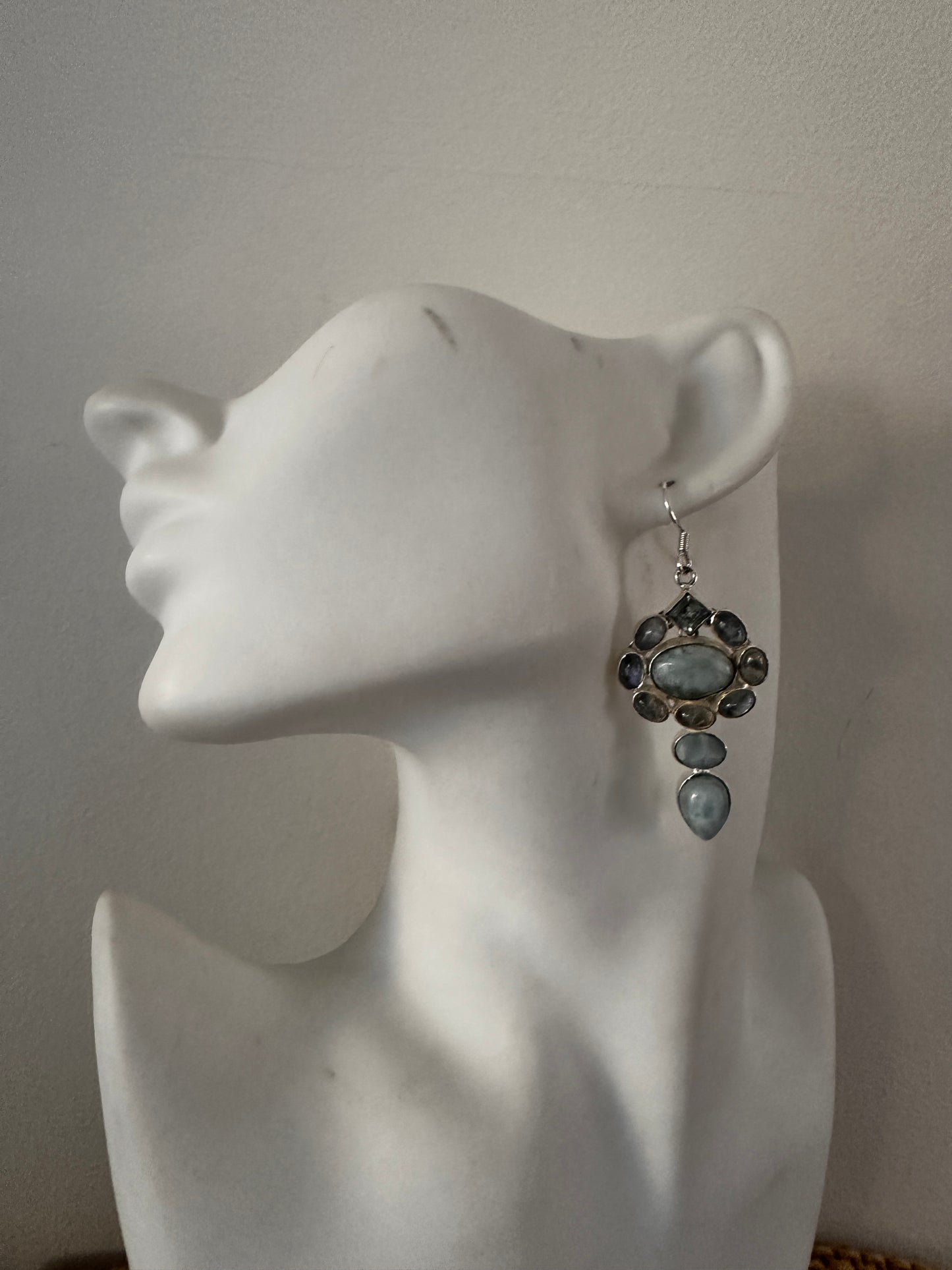 Larimar with Blue Topaz and Rainbow Moonstone