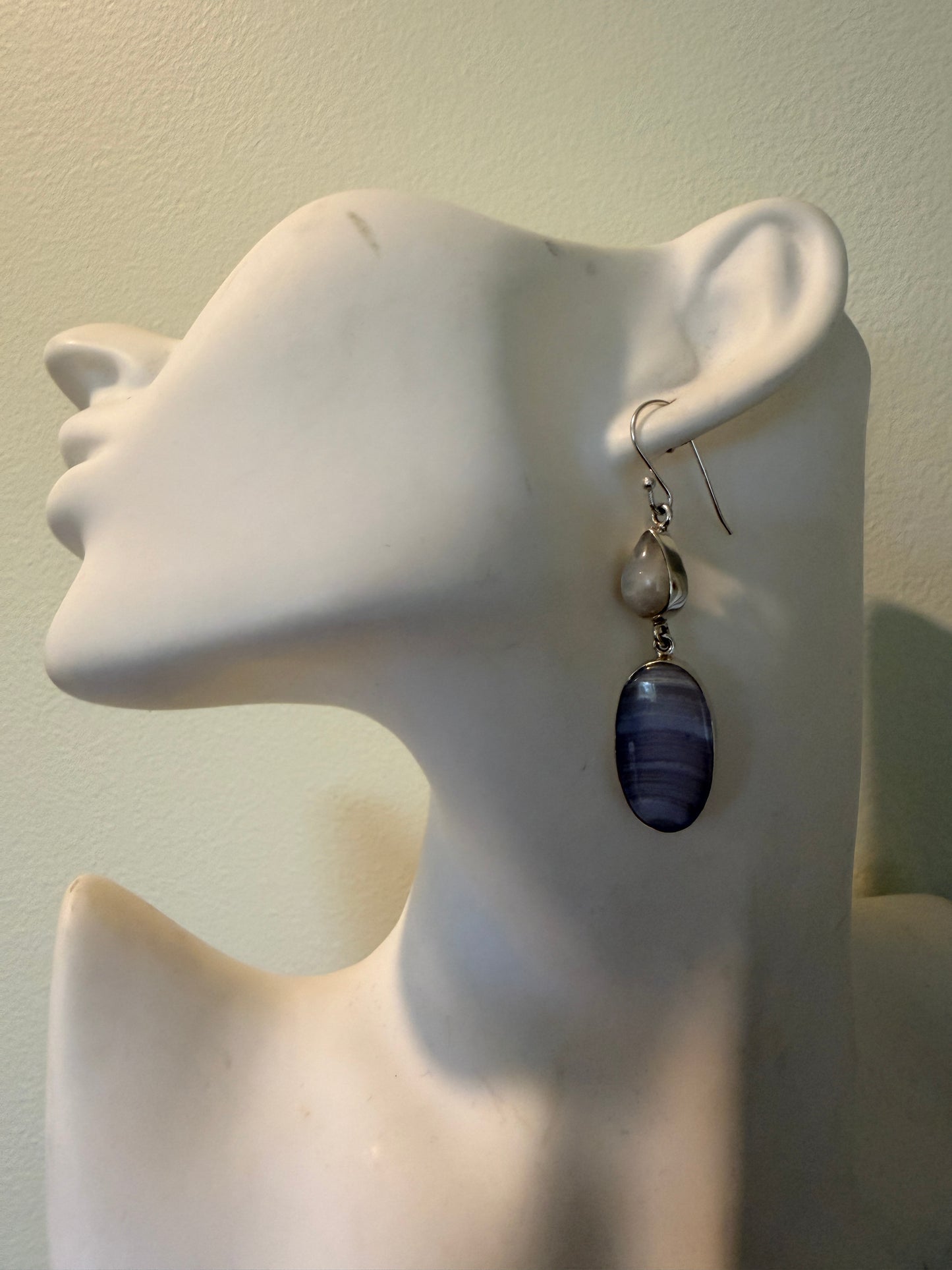 Blue Lace Agate with Rainbow Moonstone