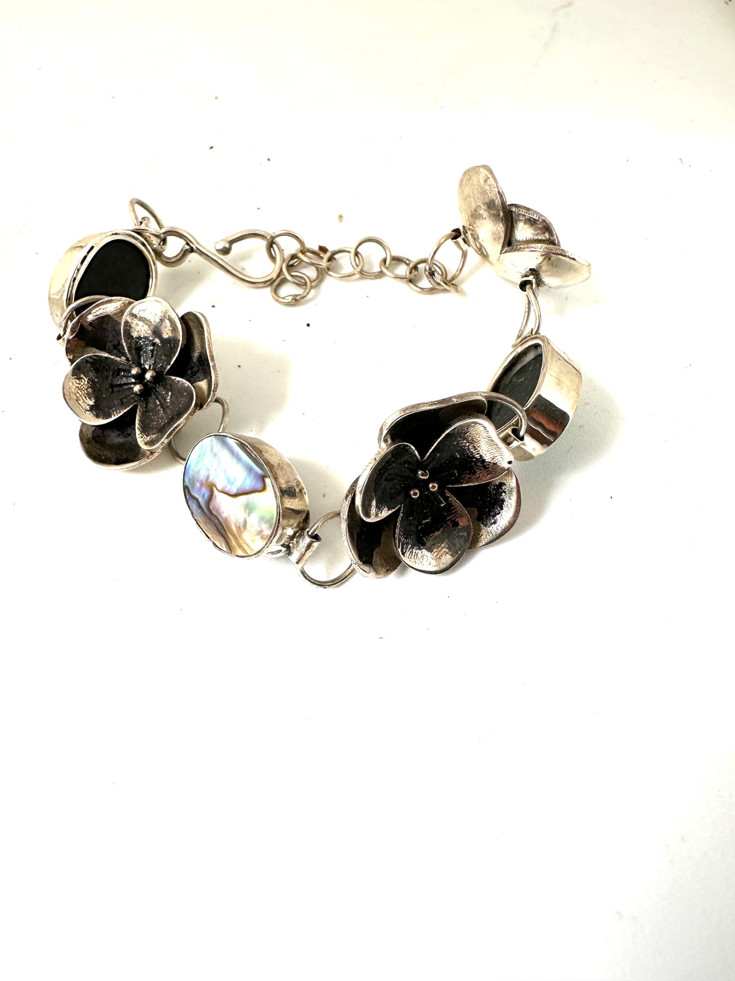 Silver Pansy with Abalone