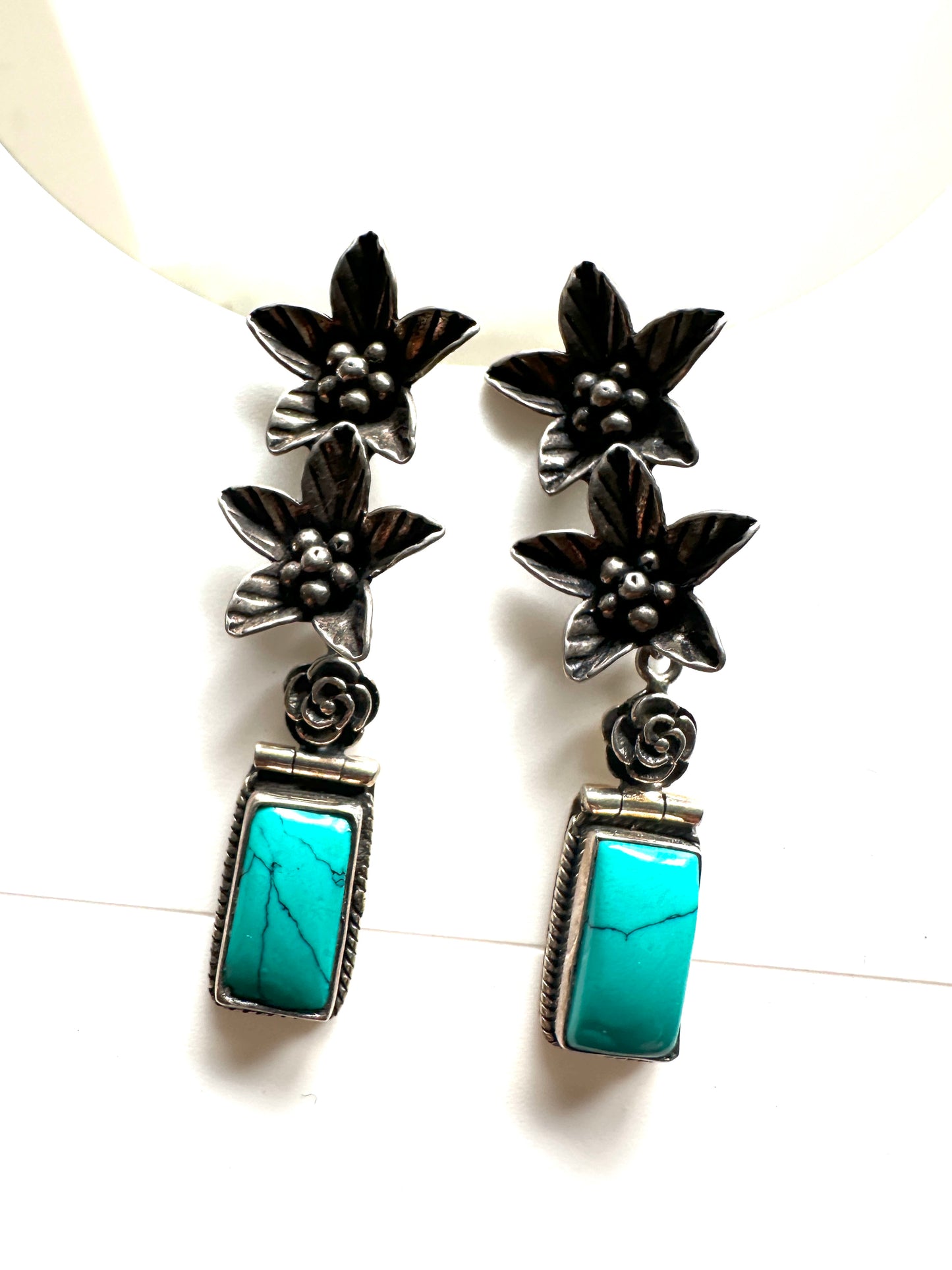 Pure Silver Lilies with Turquoise