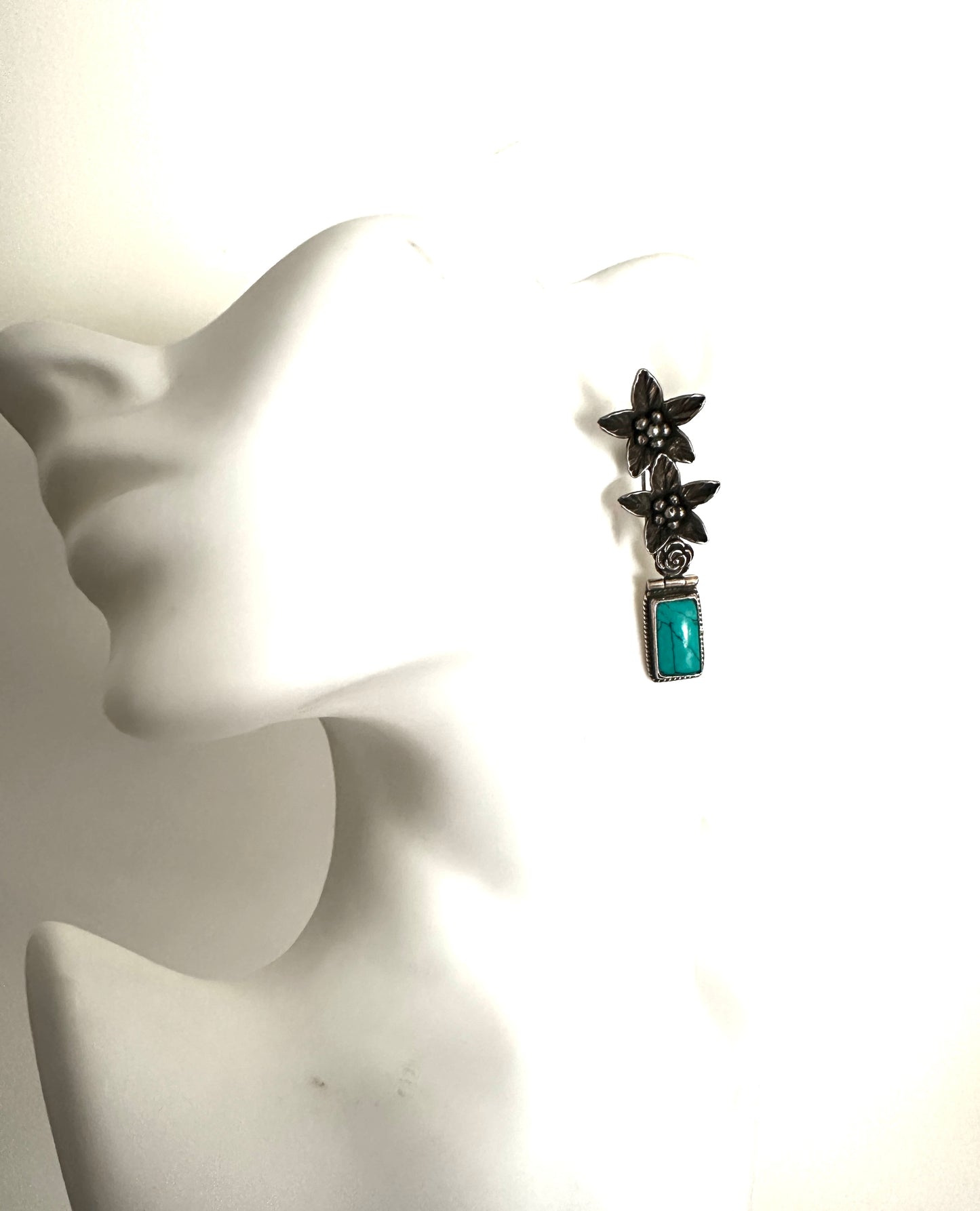 Pure Silver Lilies with Turquoise