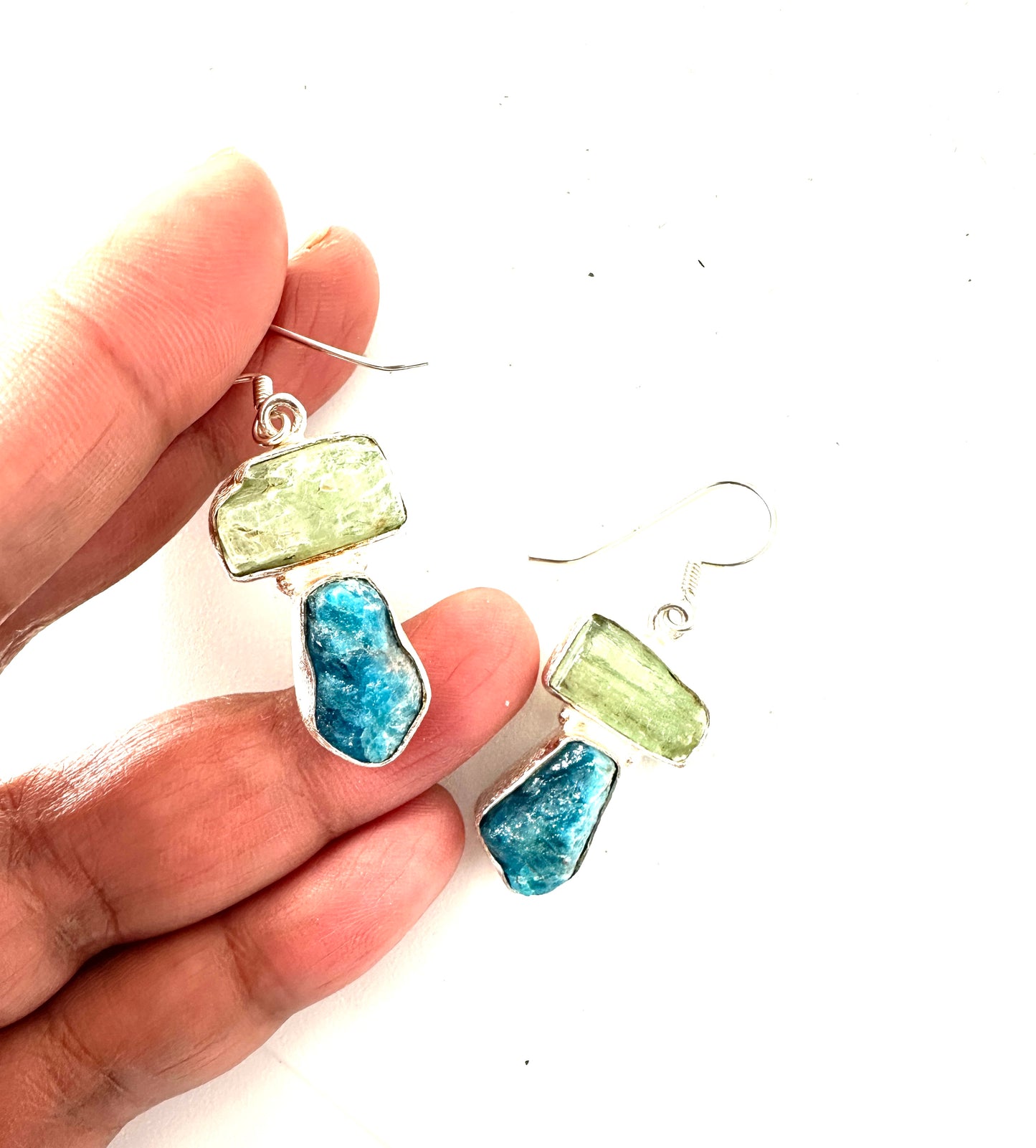 Raw Green Kyanite with Blue Apatite