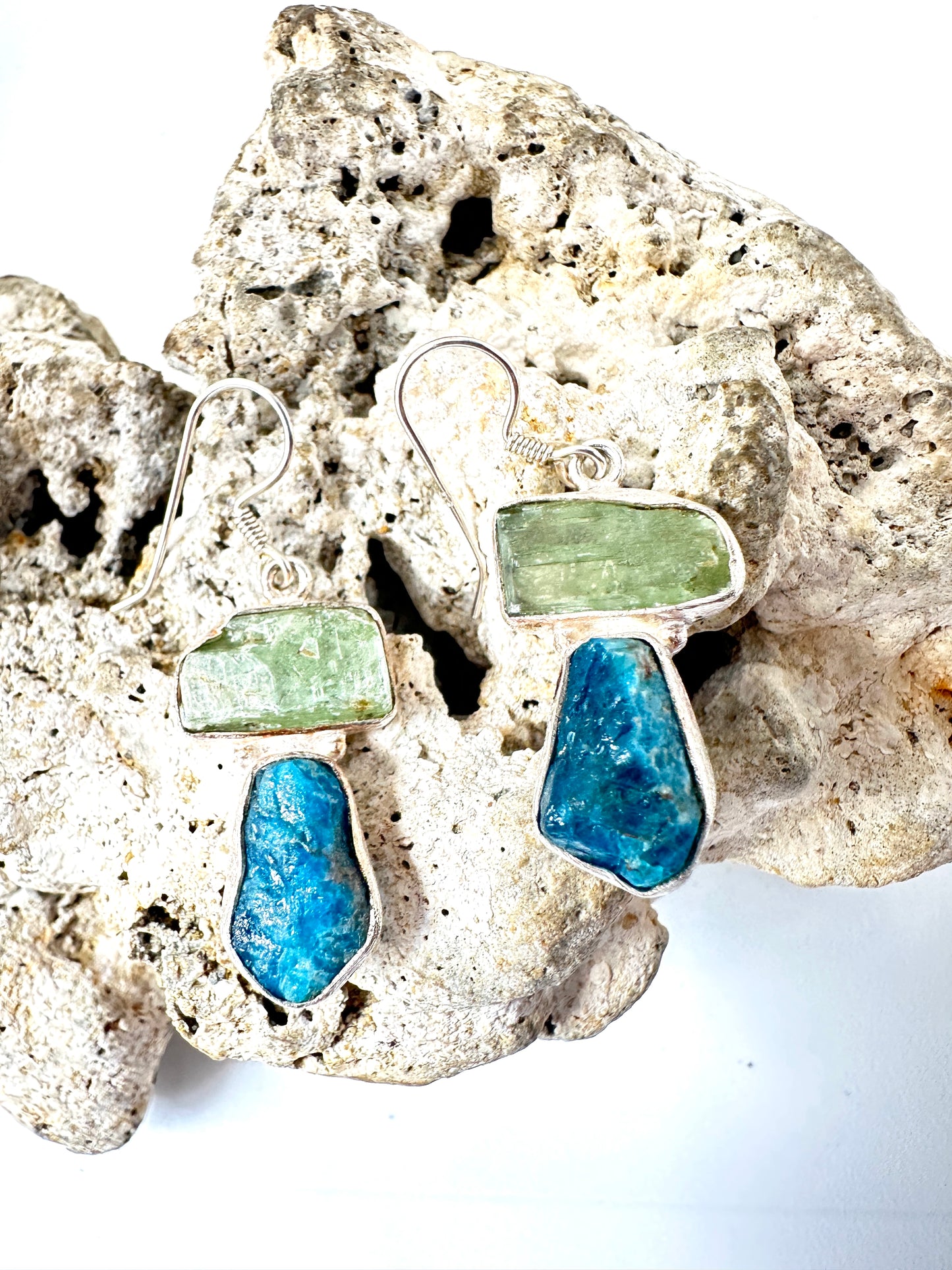 Raw Green Kyanite with Blue Apatite