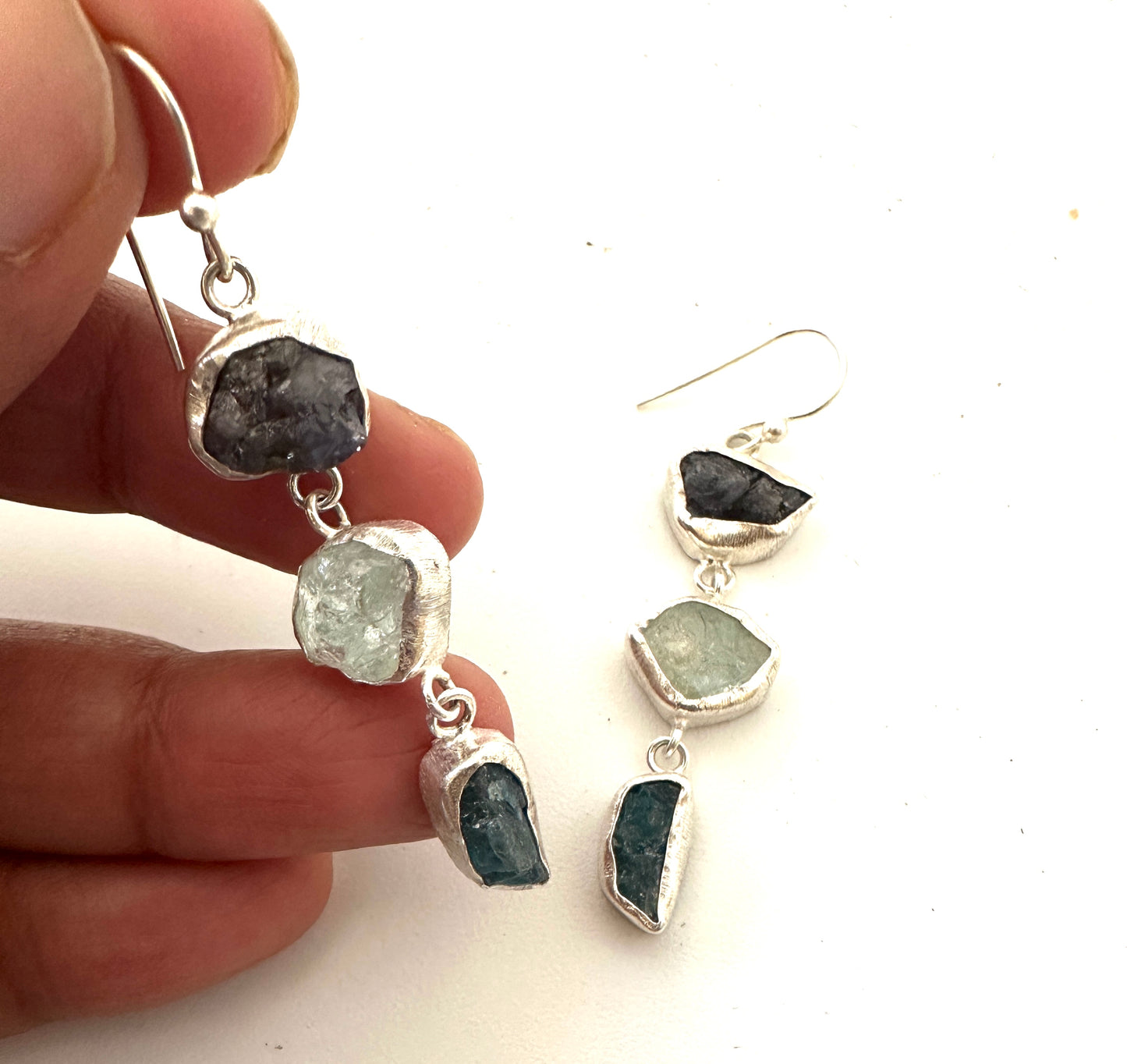 Raw Tanzanite with Raw Aquamarine