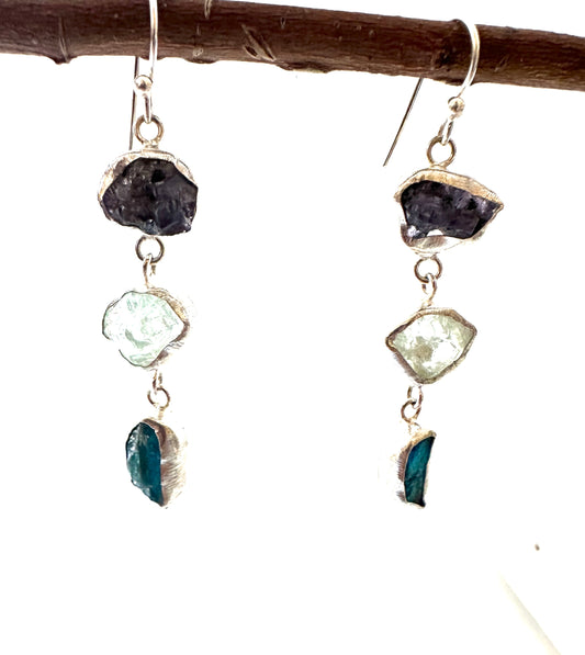 Raw Tanzanite with Raw Aquamarine