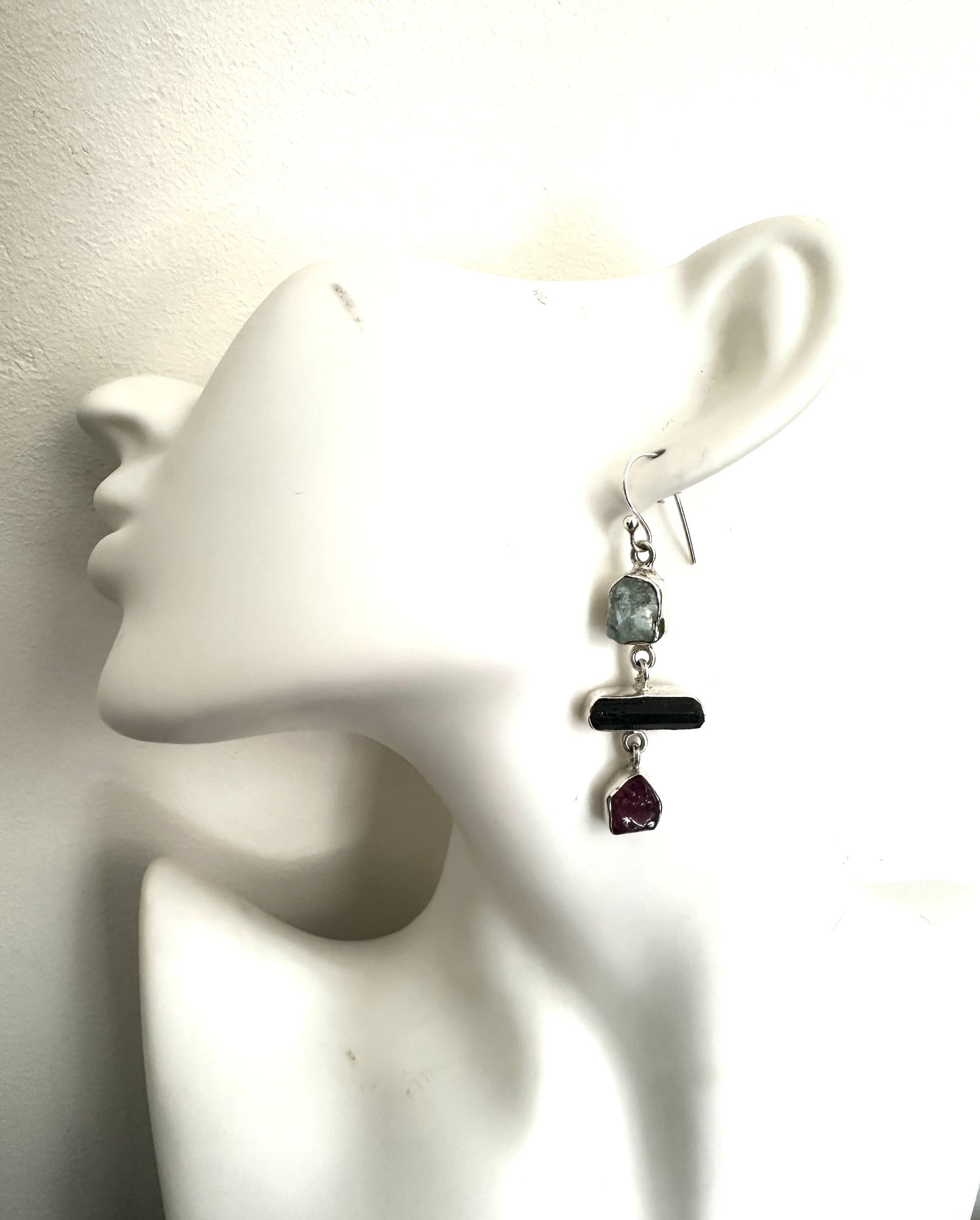 Raw Aquamarine ,Tourmaline and Ruby