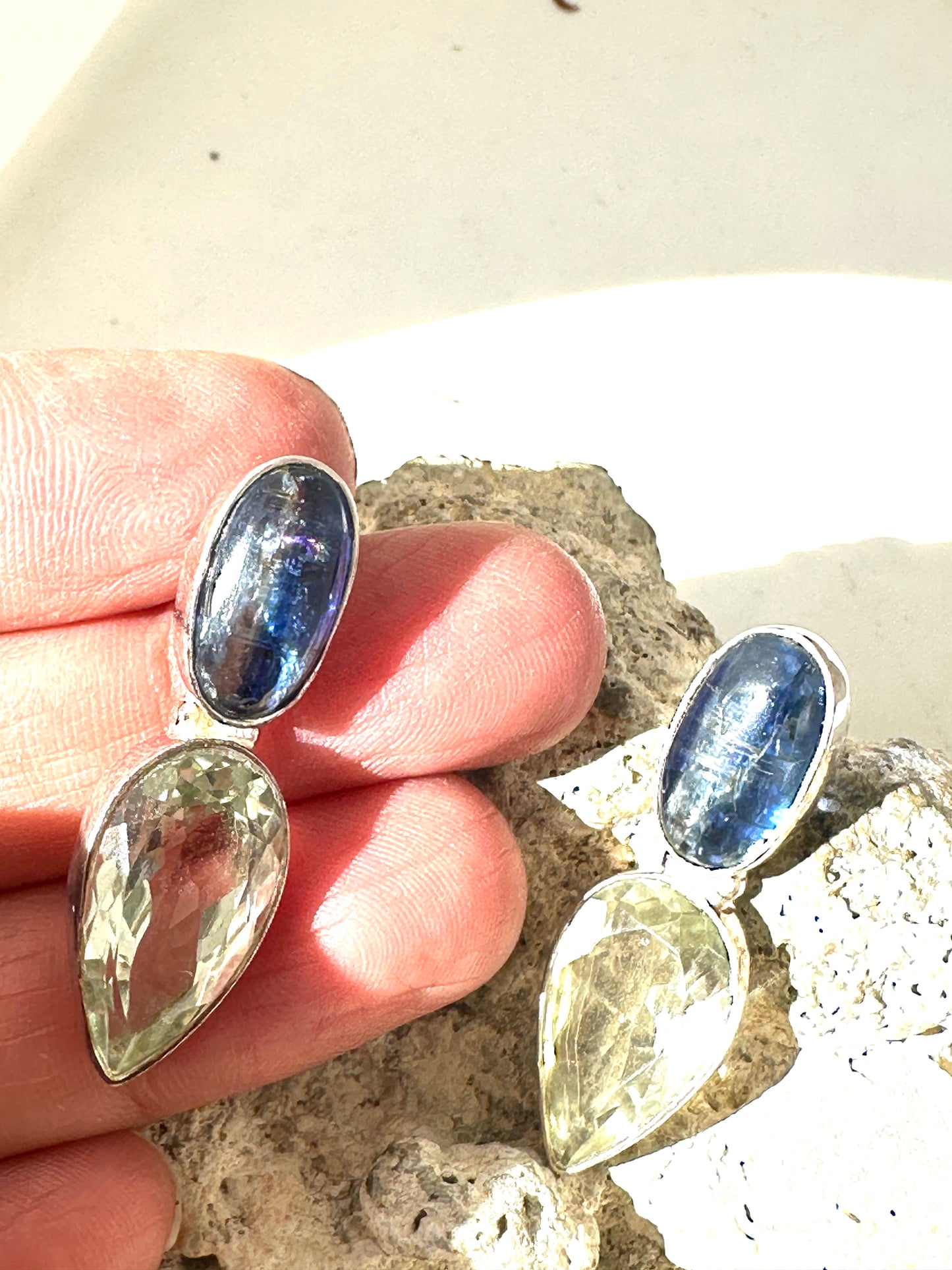 Green Amethyst with Kyanite