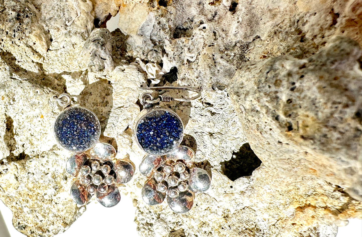 Cherry Blossoms with Blue Titanium Druzy