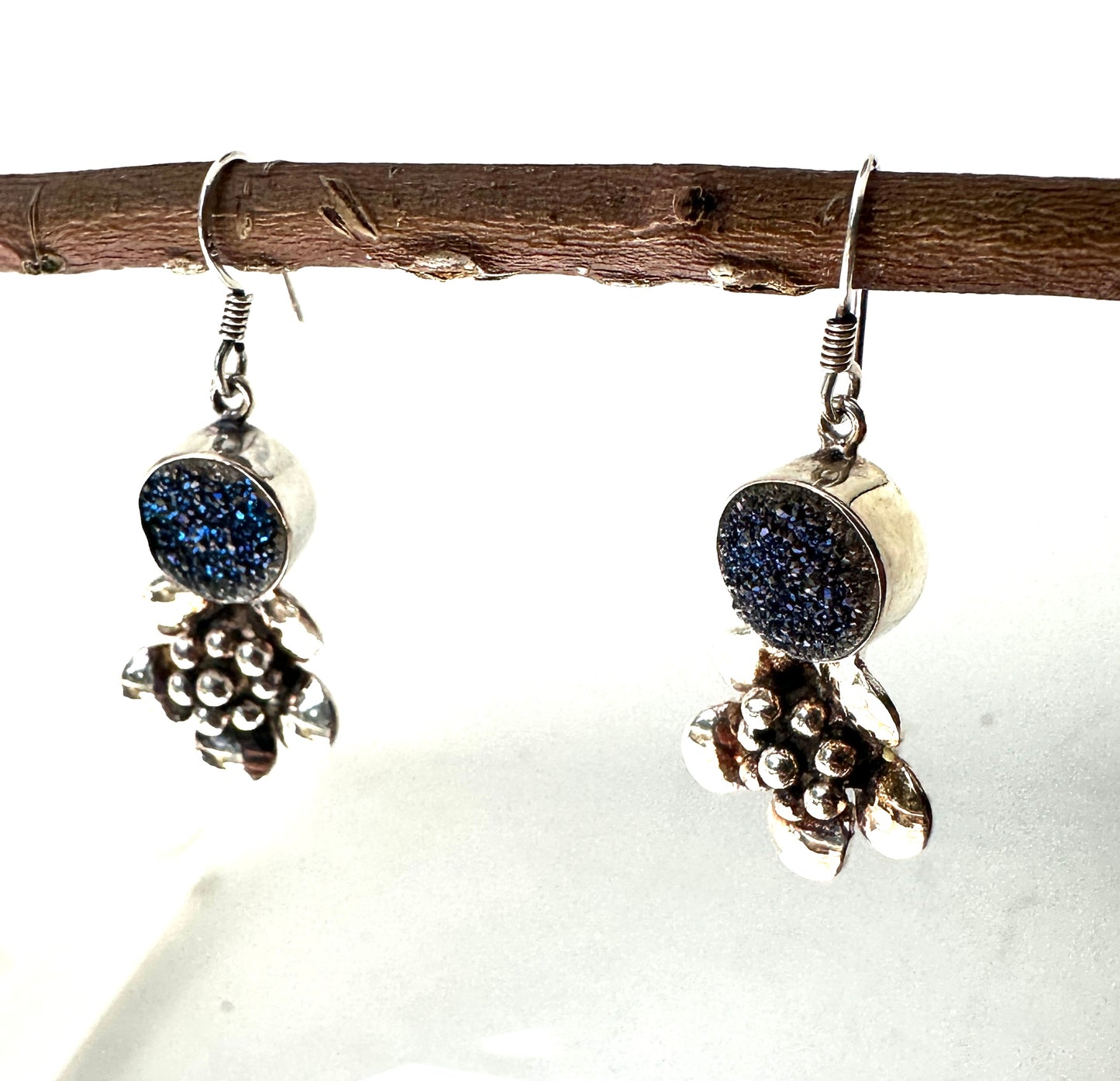 Cherry Blossoms with Blue Titanium Druzy