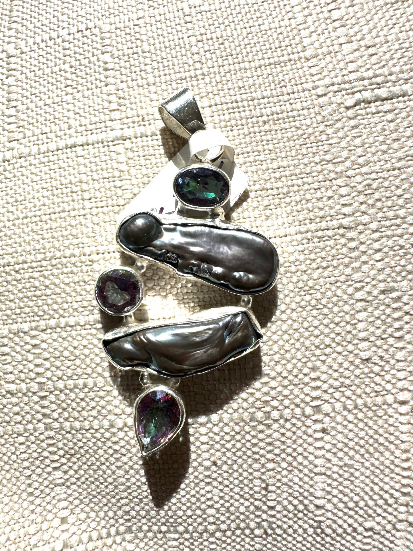 Rainbow Biwa Shell with Mystic Topaz