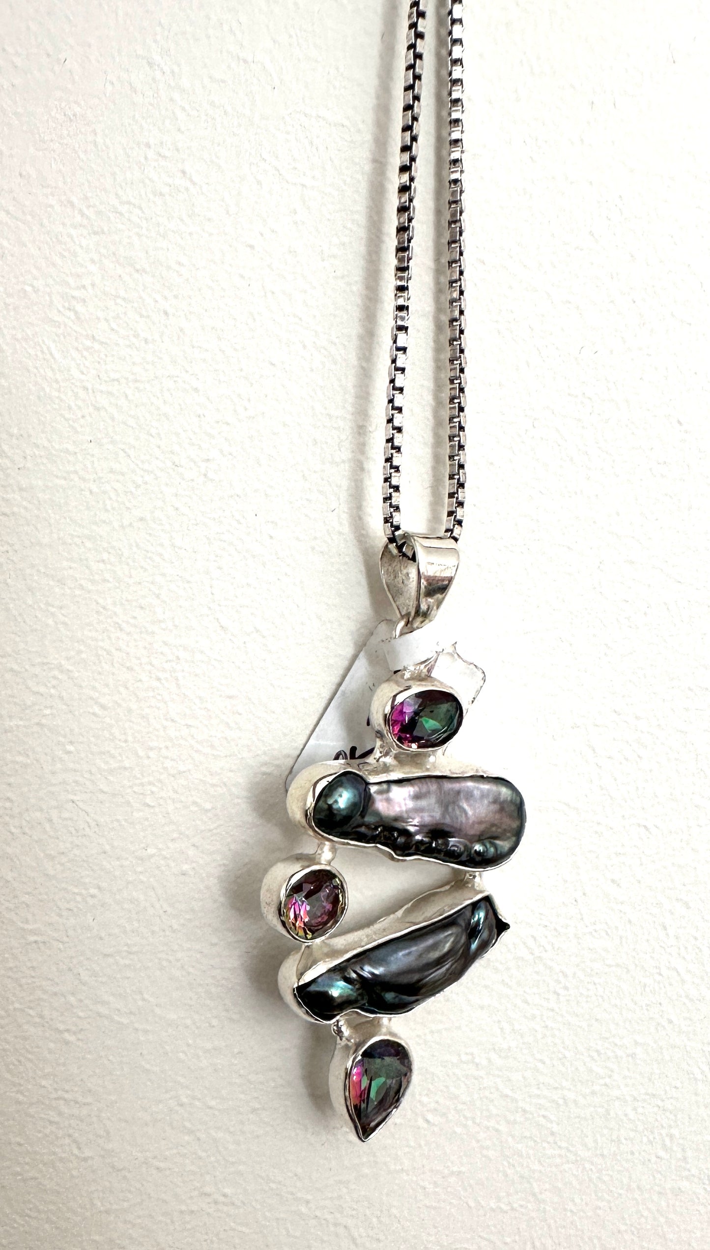 Rainbow Biwa Shell with Mystic Topaz