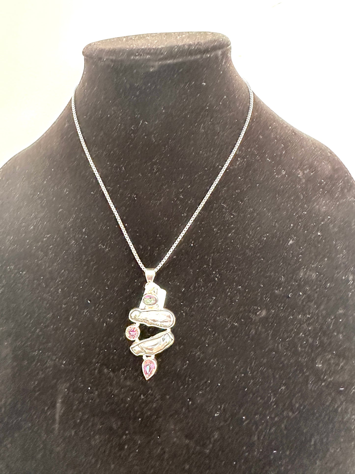 Rainbow Biwa Shell with Mystic Topaz