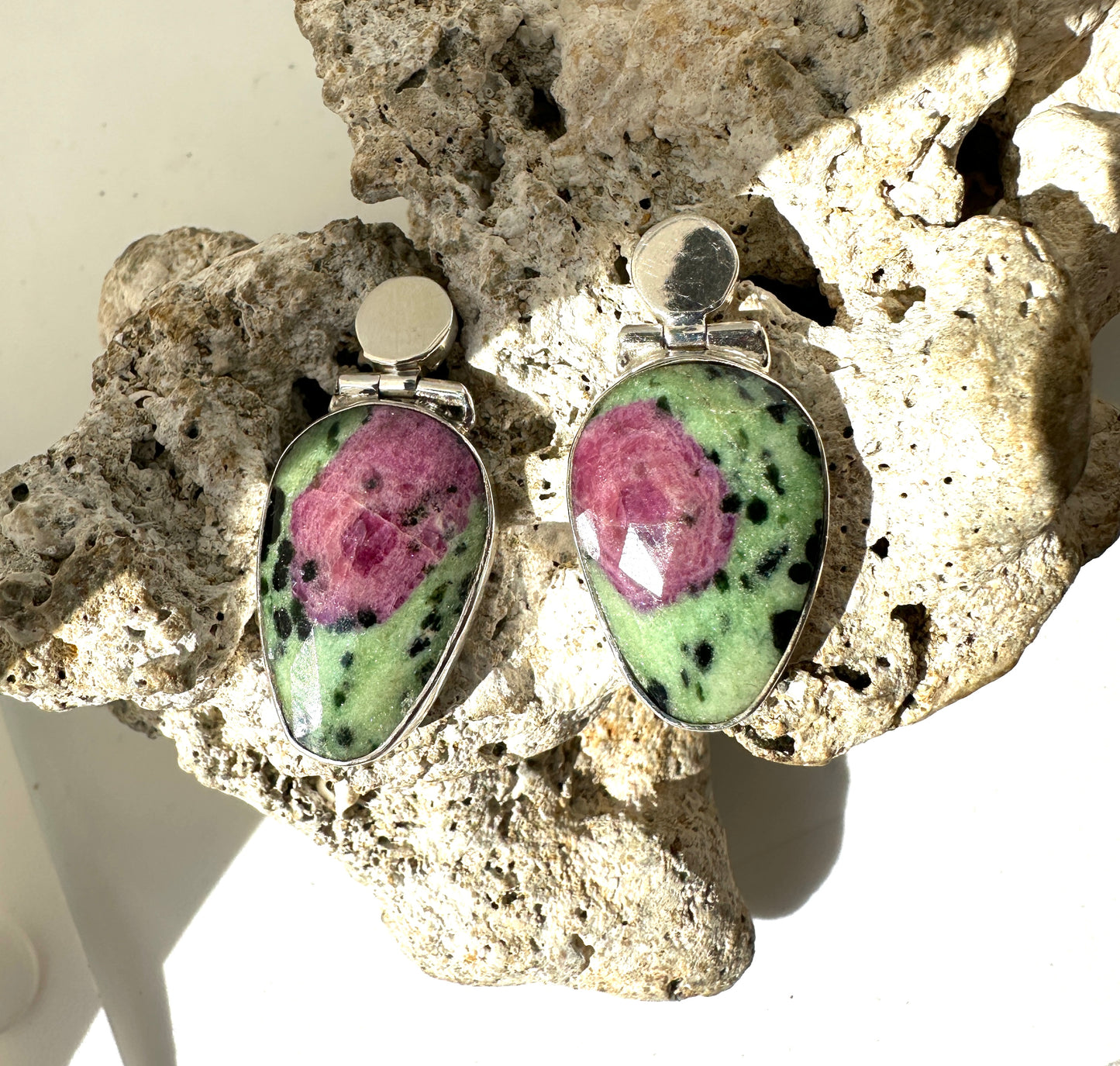 Ruby Zosite with Silver Studs