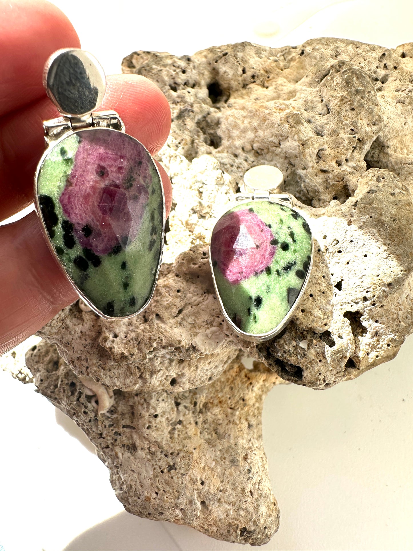 Ruby Zosite with Silver Studs