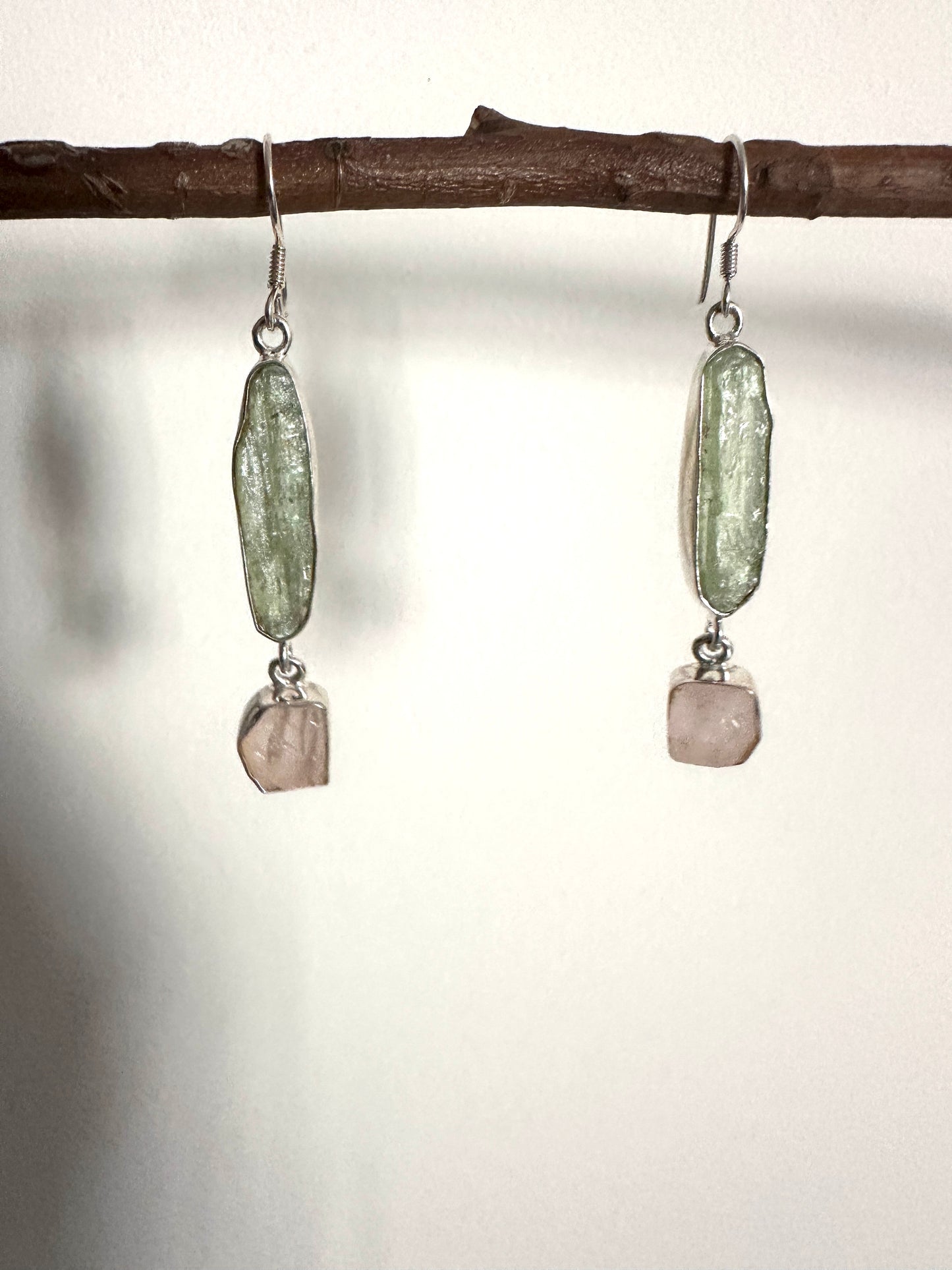 Green Kyanite with Rose Quartz