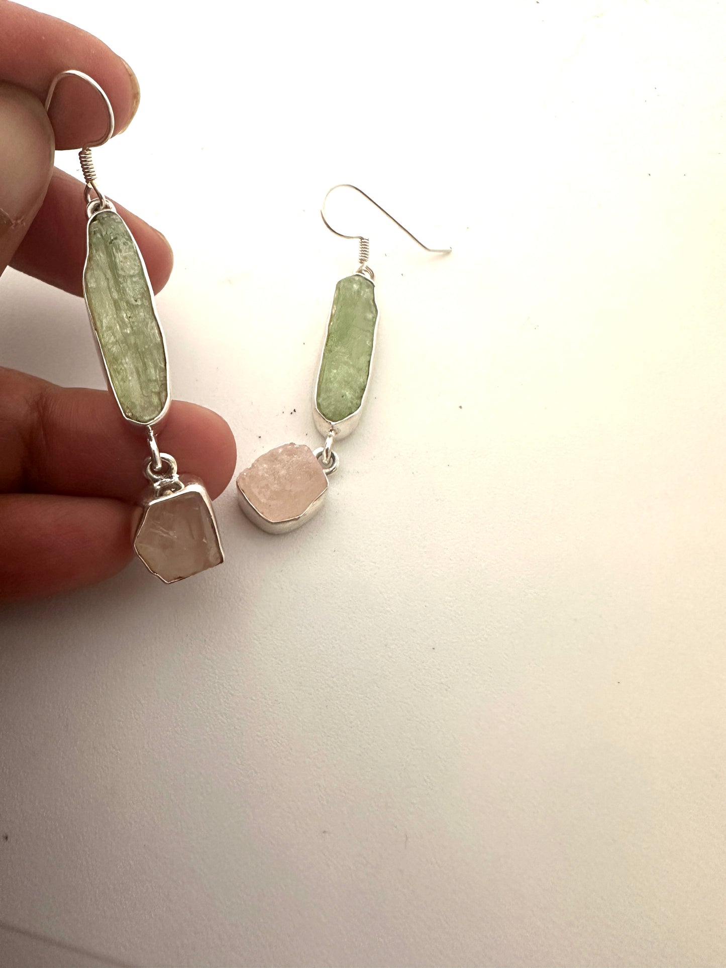 Green Kyanite with Rose Quartz