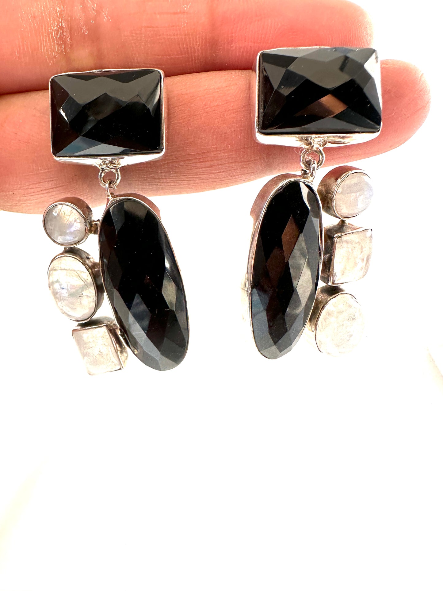 Black Onyx with Rainbow Moonstone
