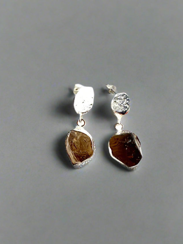 Smoky Quartz with Textured Silver