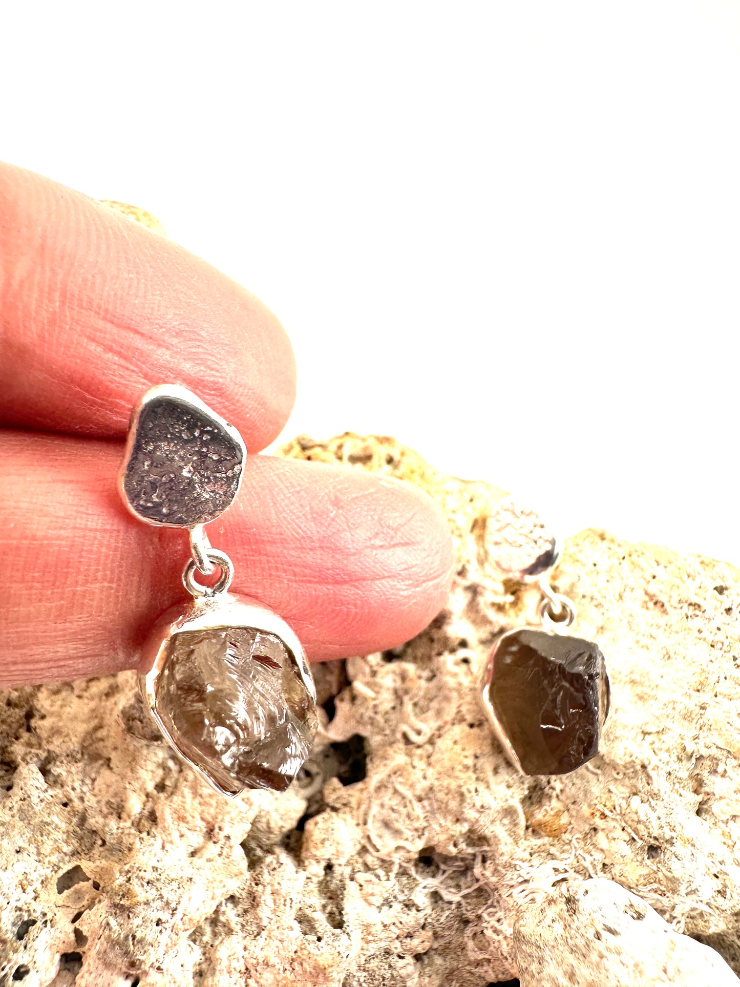Smoky Quartz with Textured Silver