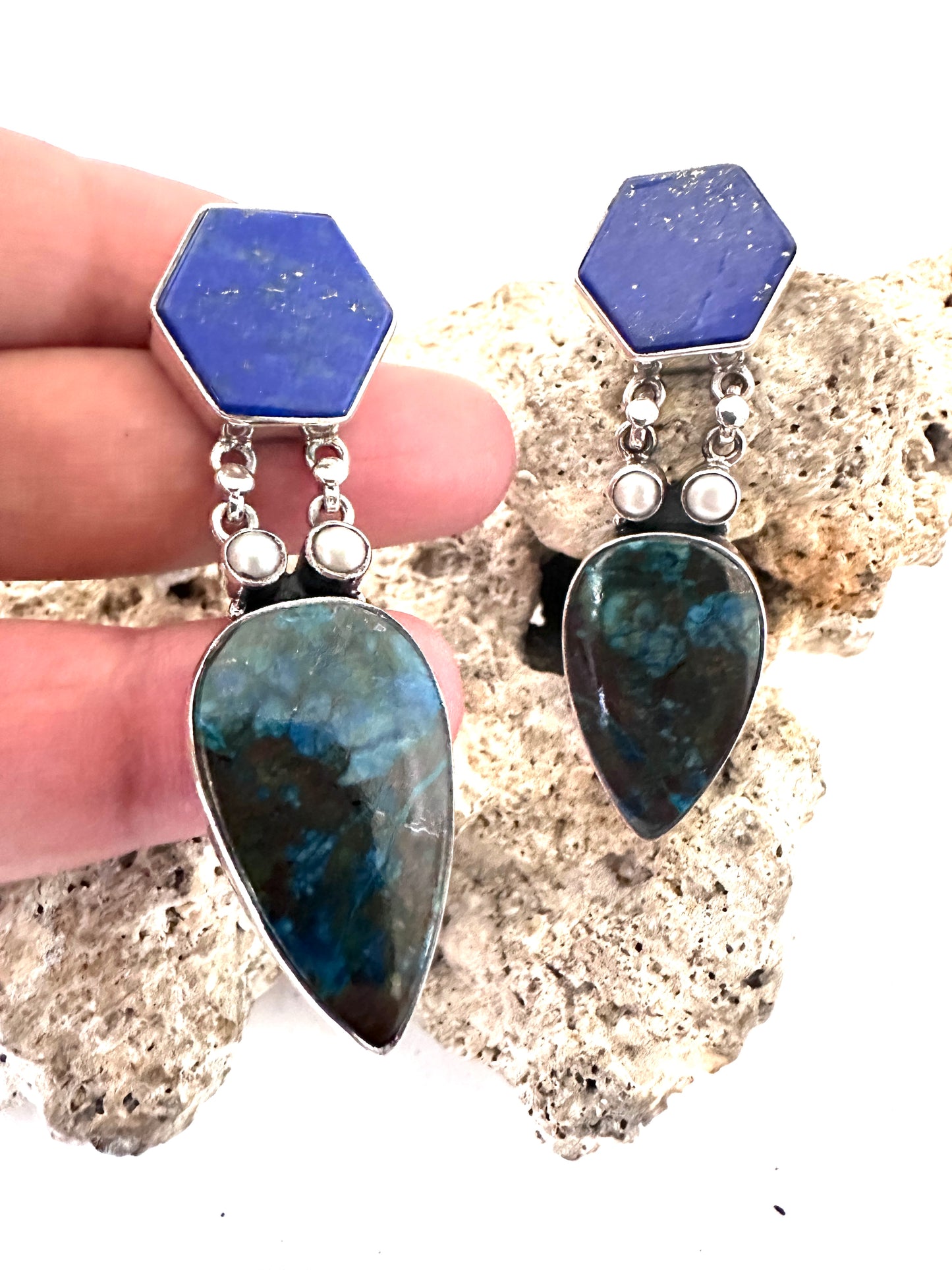 Lapis Lazuli with Pearl and Azurite