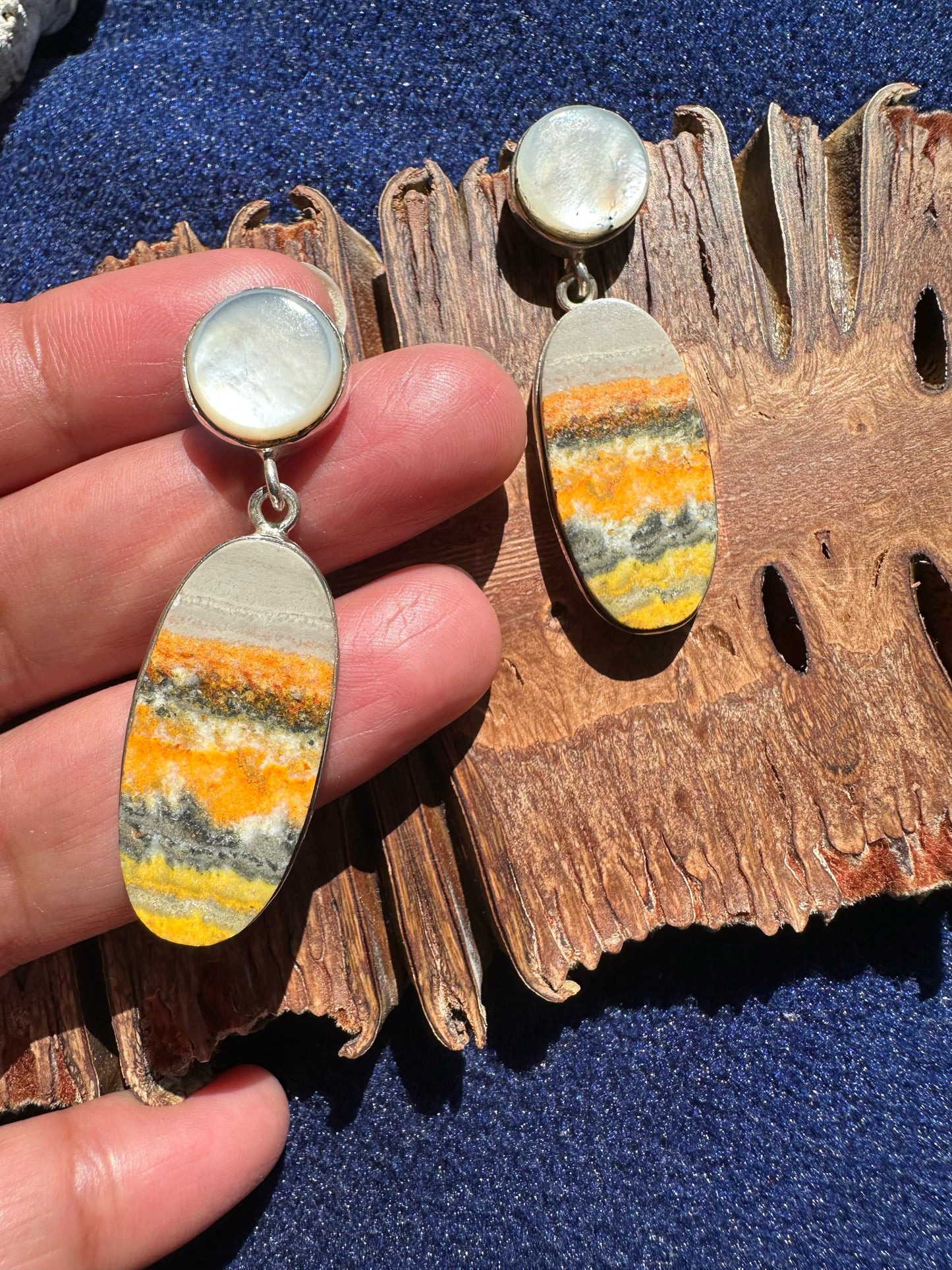 Bumble Bee Jasper with Mother of Pearl