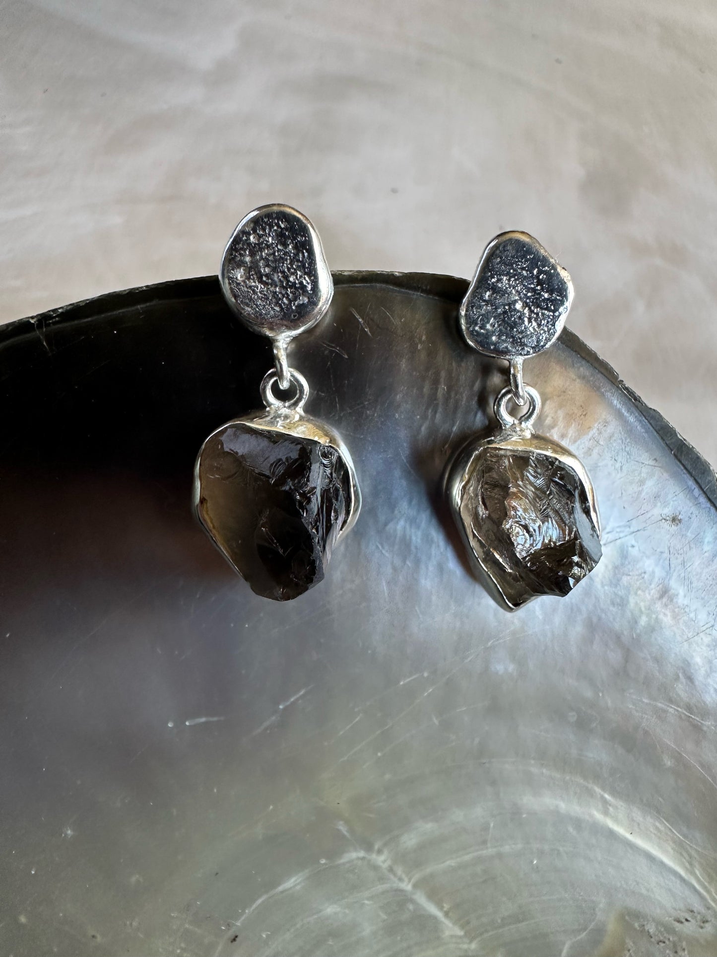 Smoky Quartz with Textured Silver