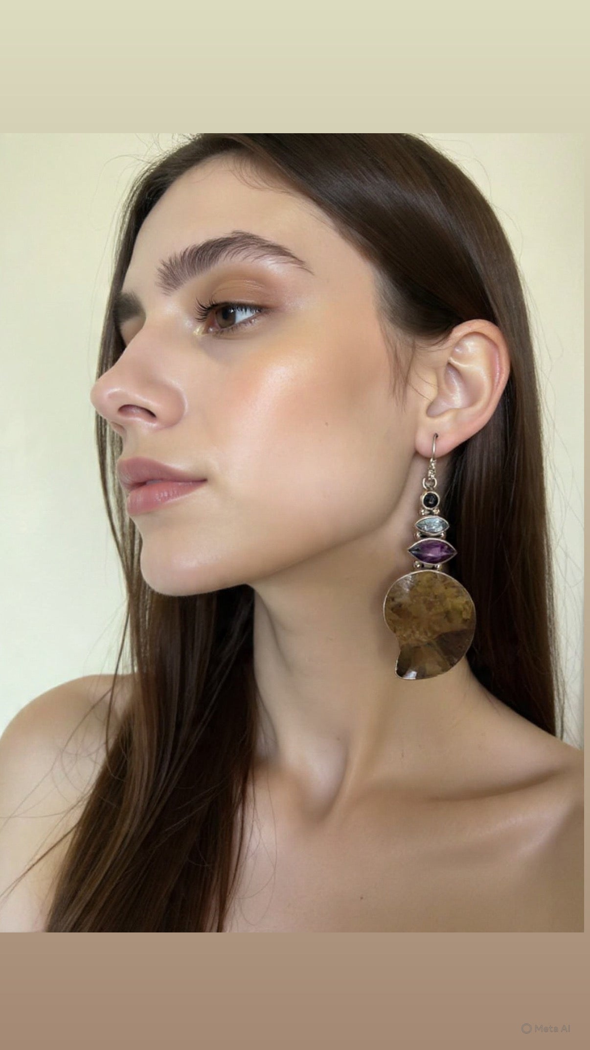 Ammonite with Amethyst ,Blue Topaz and Smoky Quartz