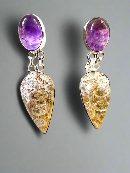 Fossil Coral with Amethyst